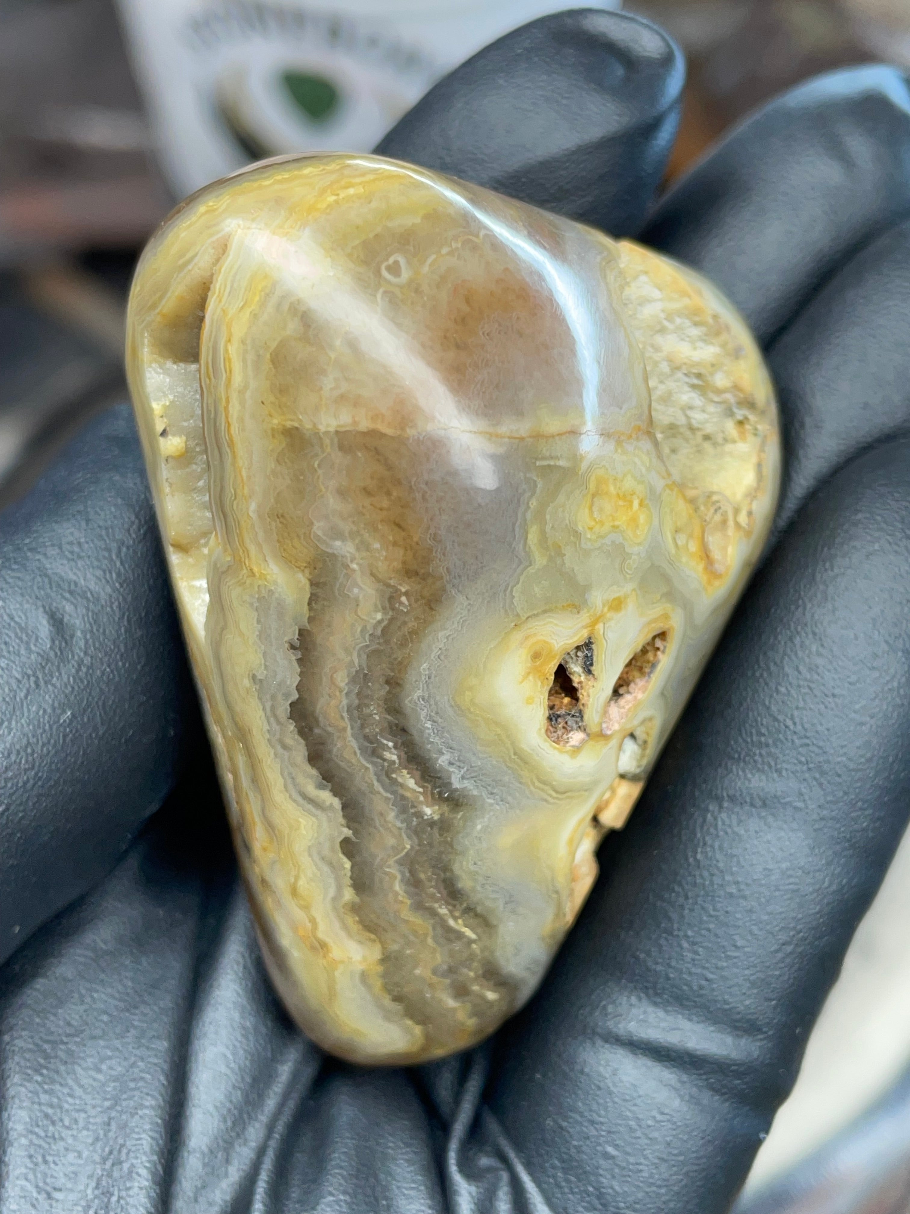 Hand-Polished Banded Agate with Natural Cavities