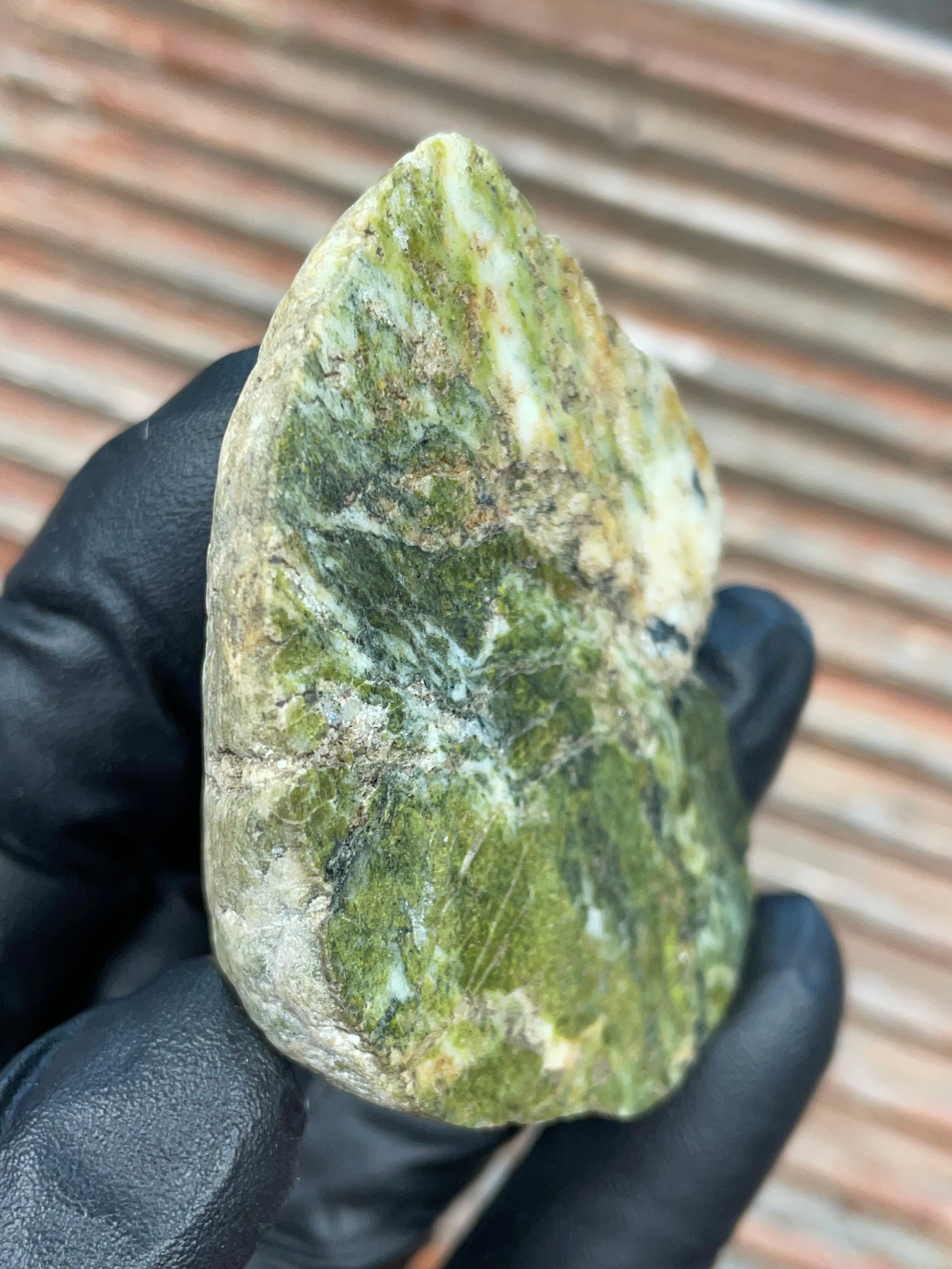 StoneBorn Creations | Polished Vermont Greenstone Slab — Moss Green + Cream Quartz Veins