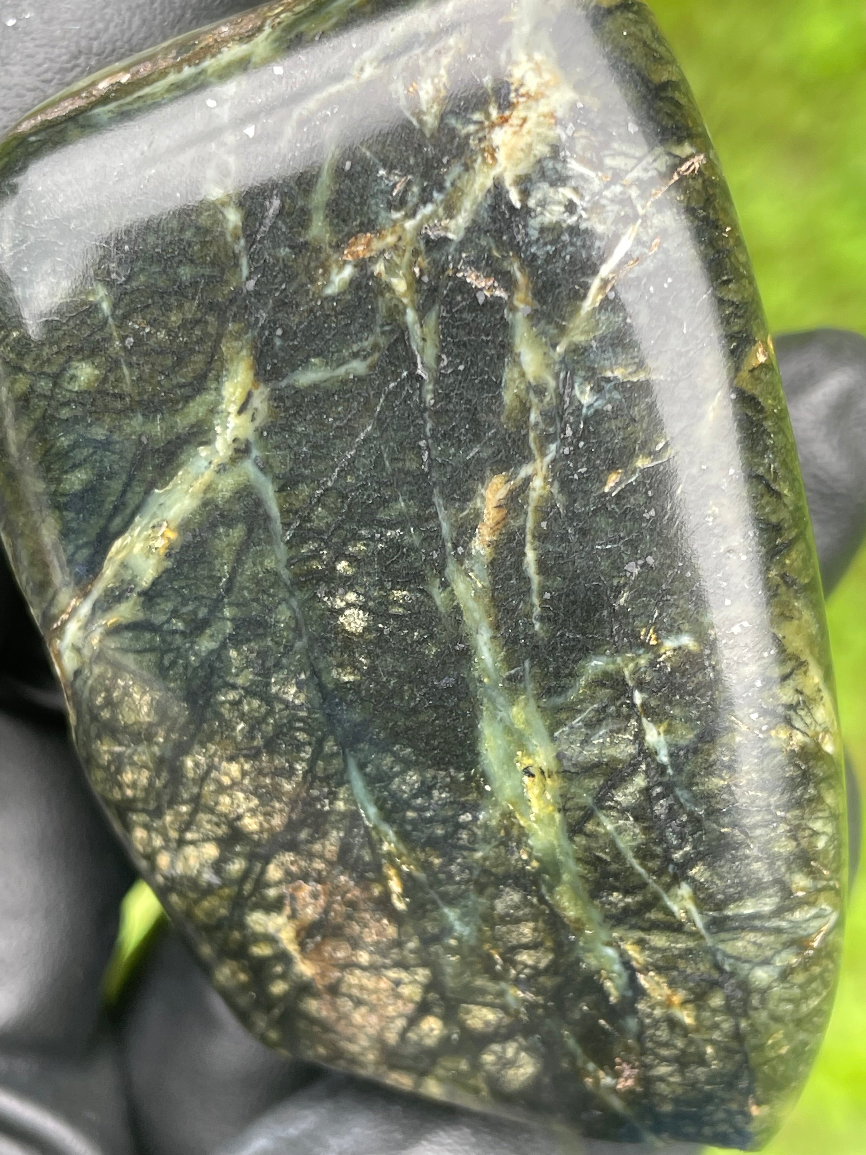StoneBorn Creations Hand-Polished Vermont Serpentine Freeform Display Stone – One-of-a-Kind Natural Stone