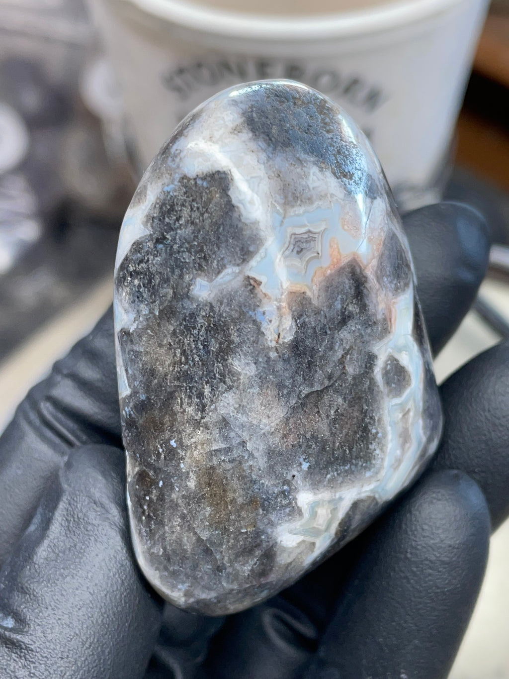 Blue-White Lace Banded Agate Freeform