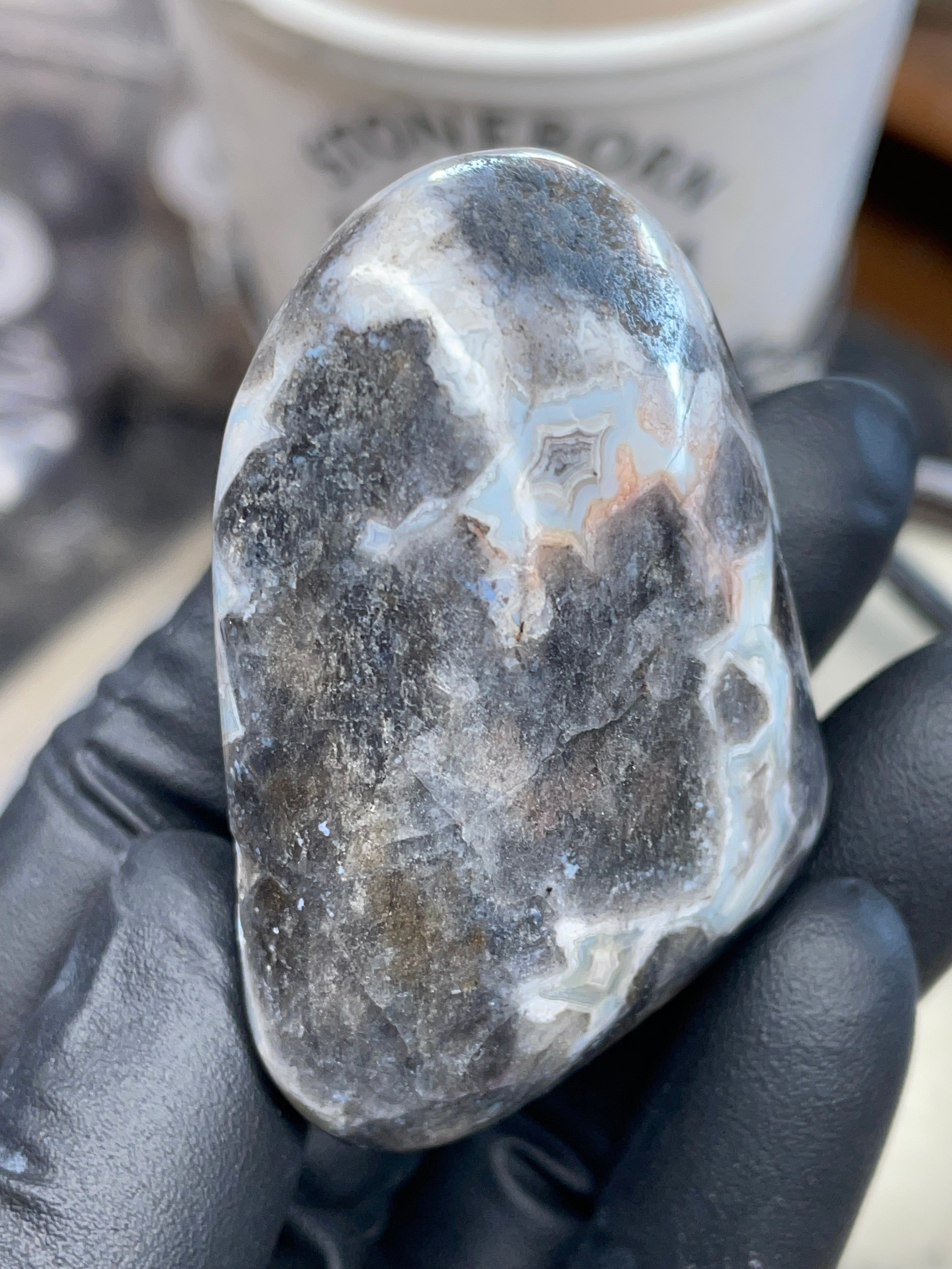 Blue-White Lace Banded Agate Freeform