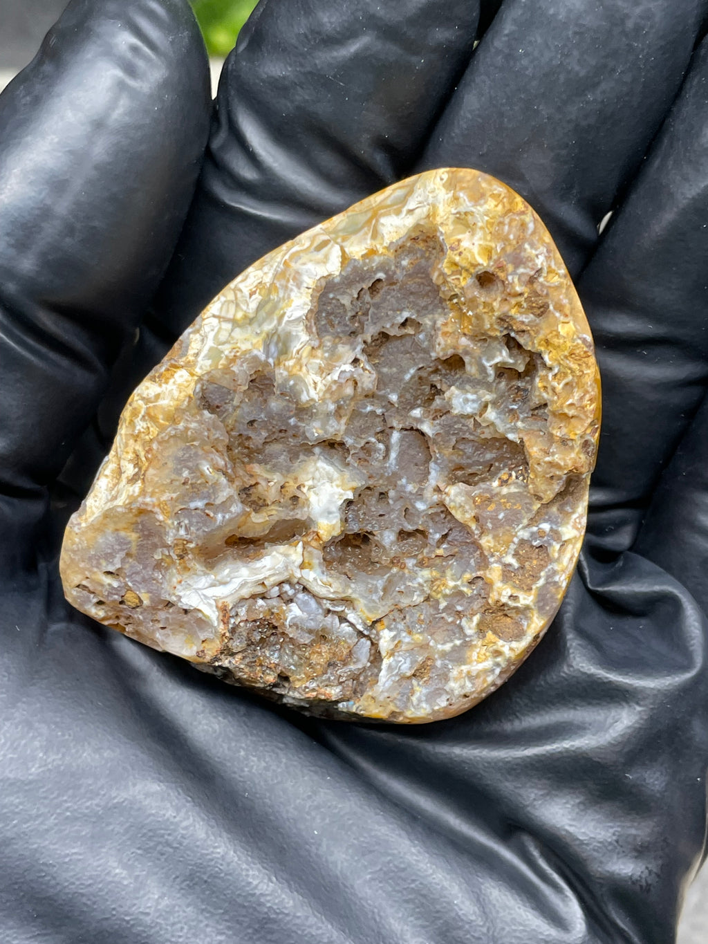 StoneBorn Creations Hand-Polished Banded Agate Pair with Druzy Crystal Centers – Rounded Freeform Stream Stone Halves