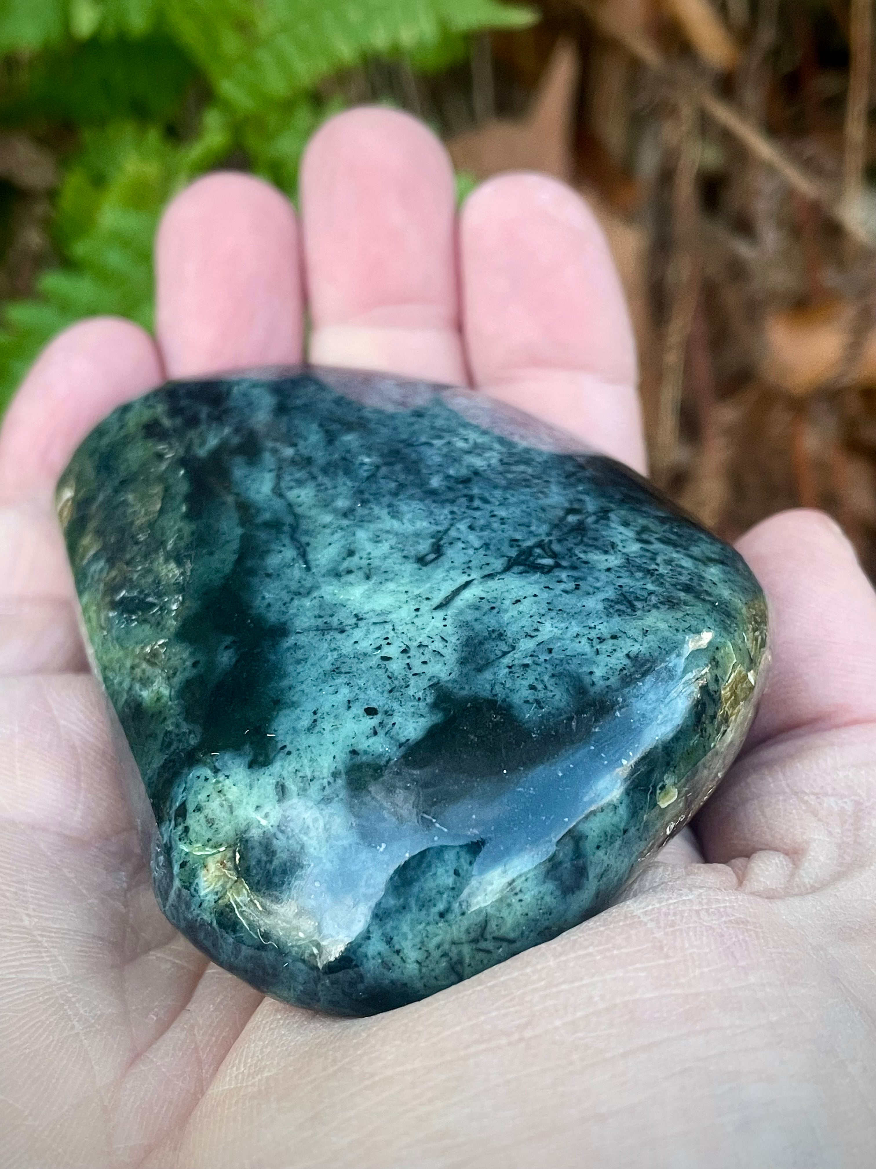 🌲 Polished Vermont Greenstone – Deep Forest/Ocean Blend (Hand-Collected & Polished)