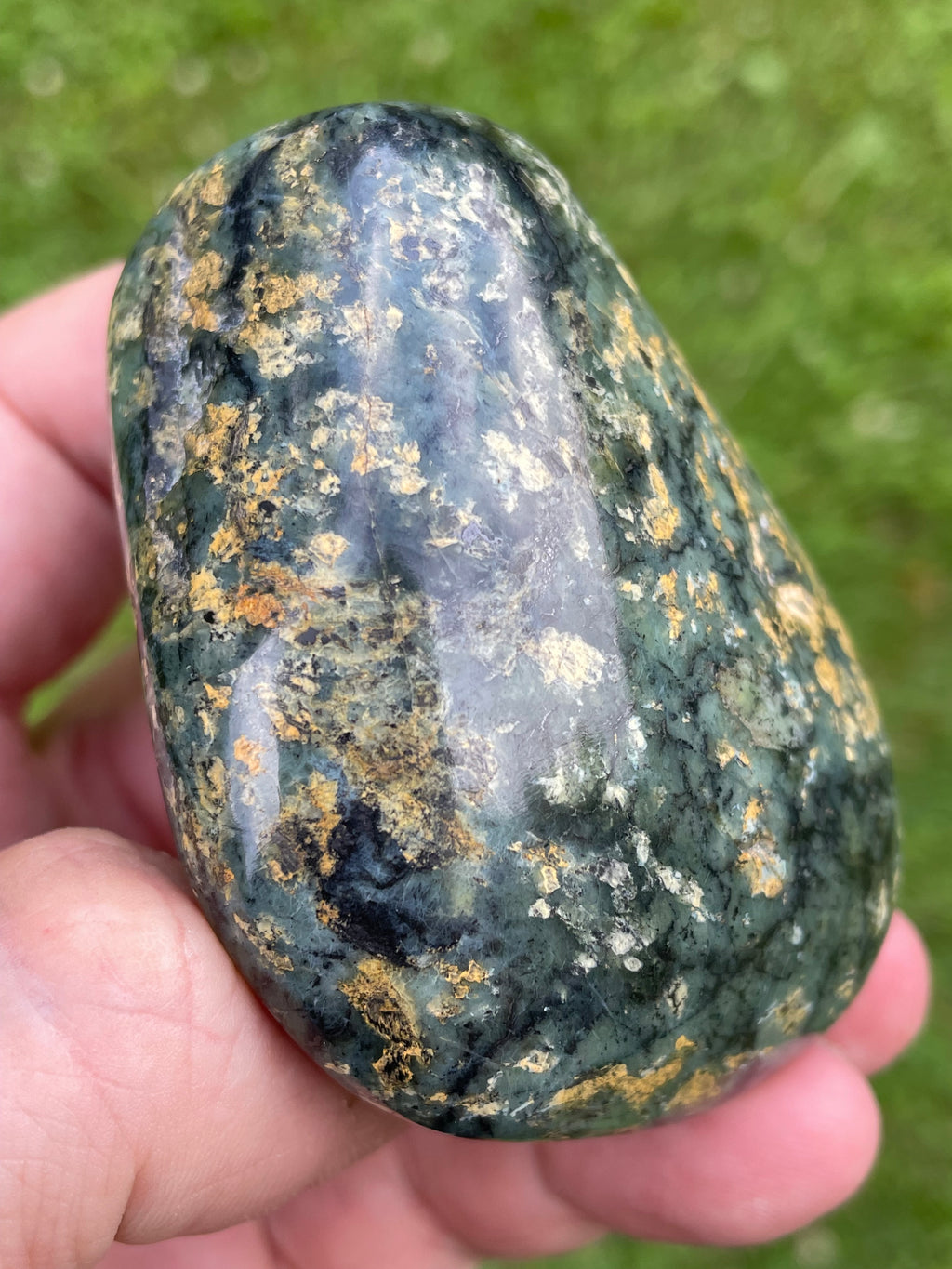 StoneBorn Creations Hand-Polished Local Serpentine Freeform | Fully Polished Greenstone with Blue-Green Patterns & Natural Mineral Inclusions