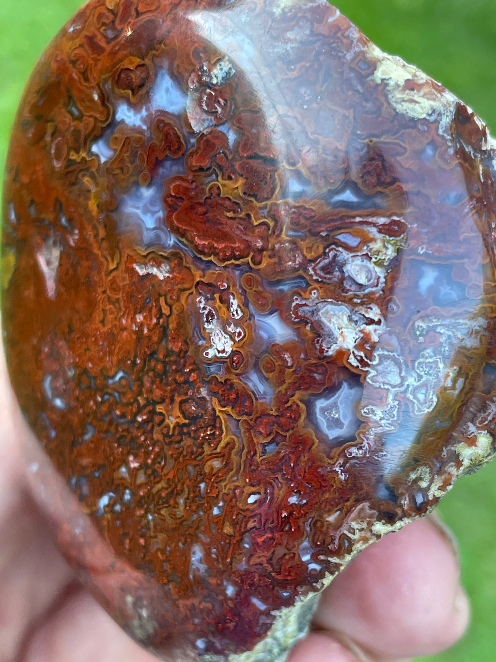 StoneBorn Creations | Hand-Polished Red Lightning Natural Agate Freeform | One-of-a-Kind Display Stone