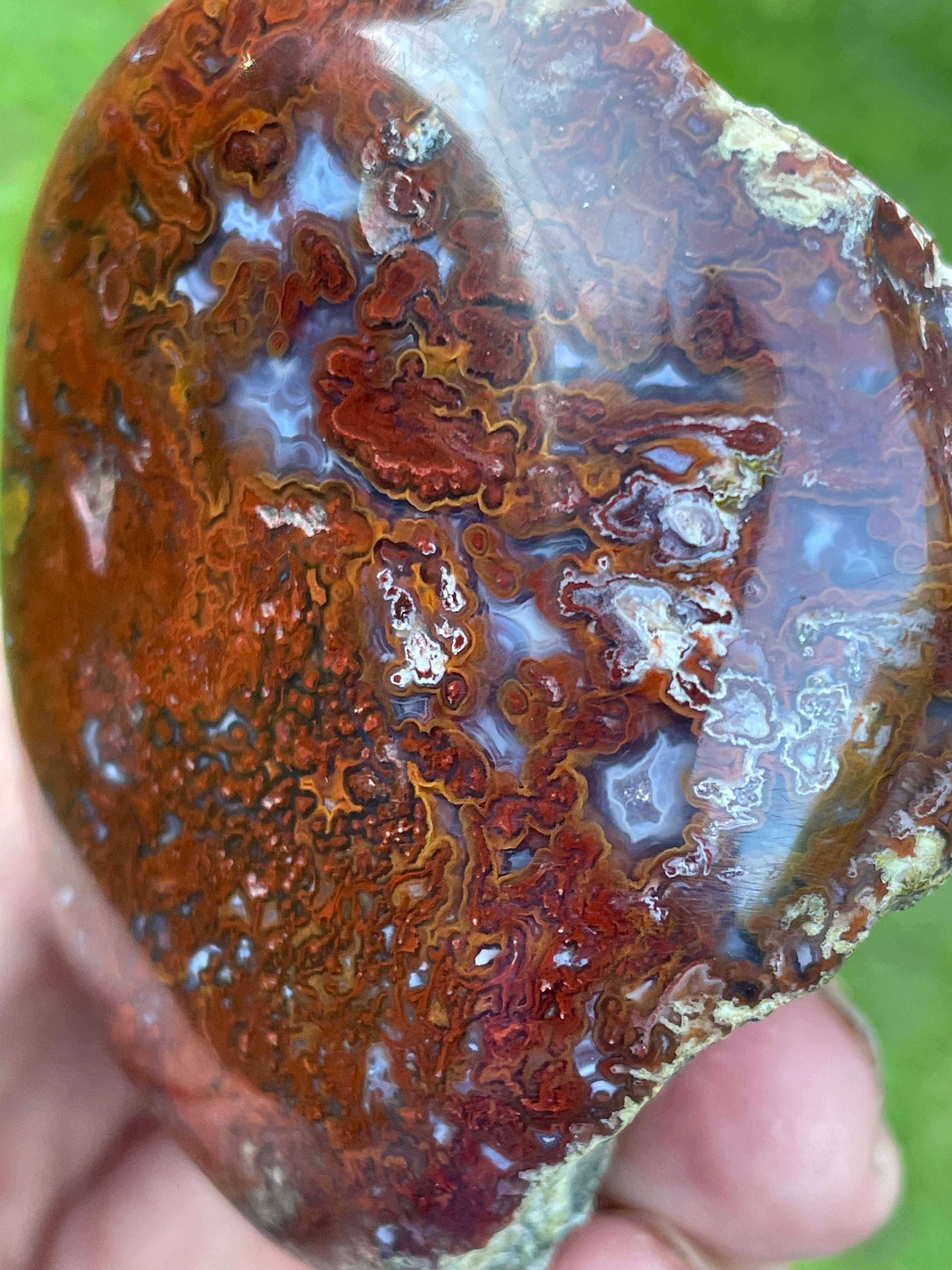 StoneBorn Creations | Hand-Polished Red Lightning Natural Agate Freeform | One-of-a-Kind Display Stone