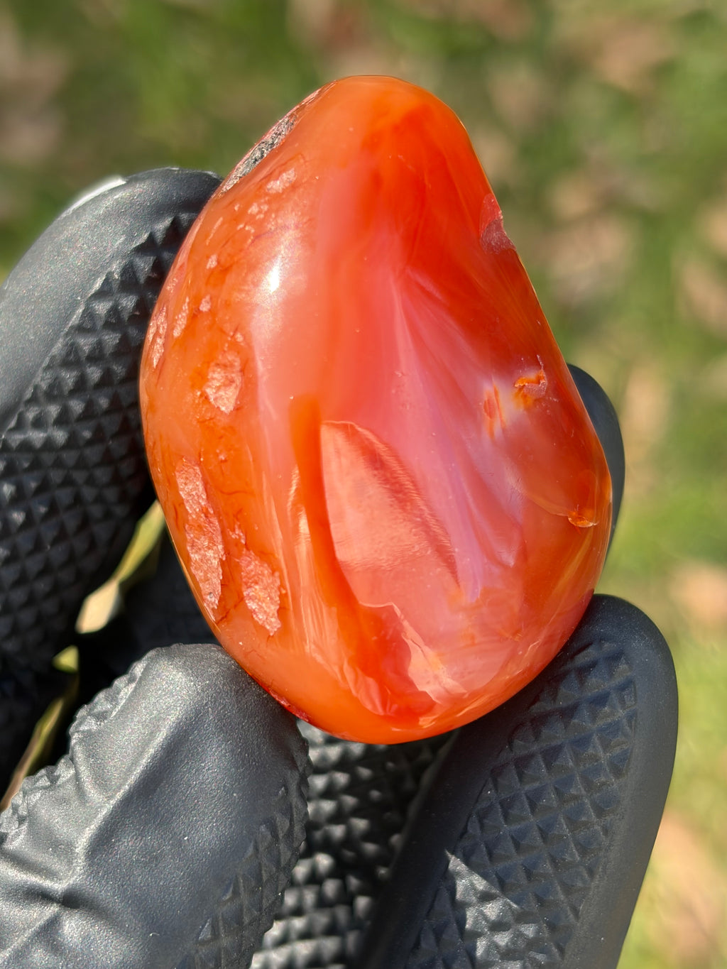 StoneBorn Creations – Fiery Orange Carnelian Agate | Hand-Polished Translucent Stone with Natural Red Matrix