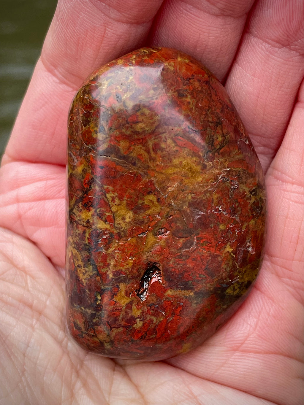 🌋 Polished Red Jasper – Fireburst Pattern (Hand-Collected & Polished)