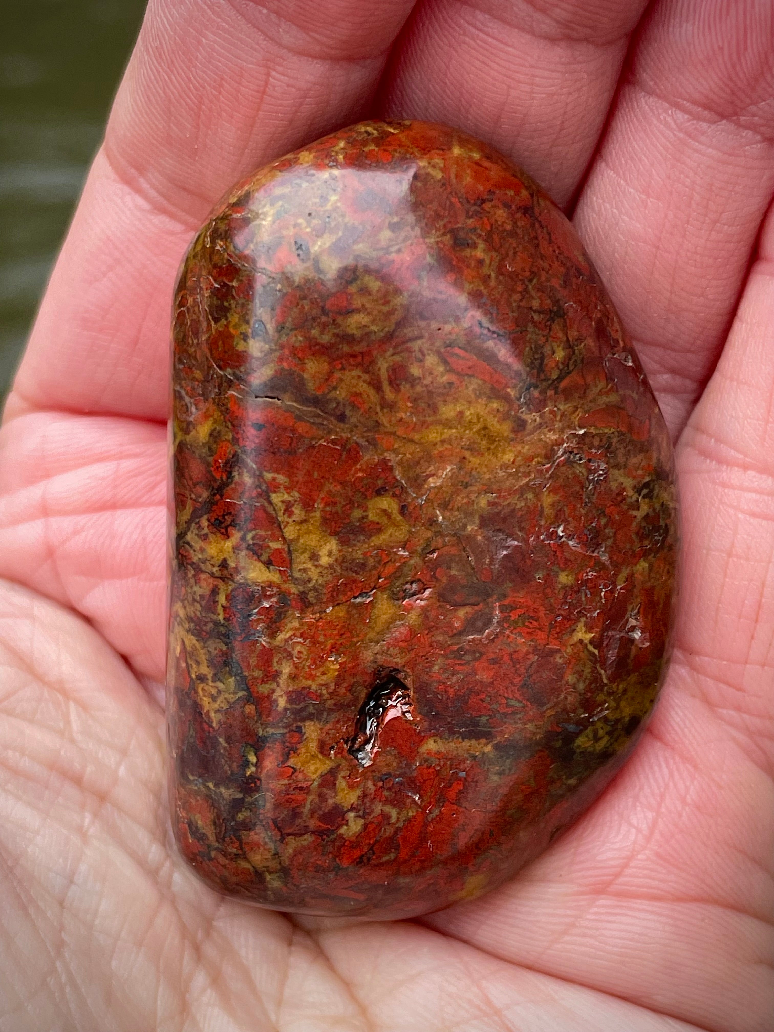 🌋 Polished Red Jasper – Fireburst Pattern (Hand-Collected & Polished)