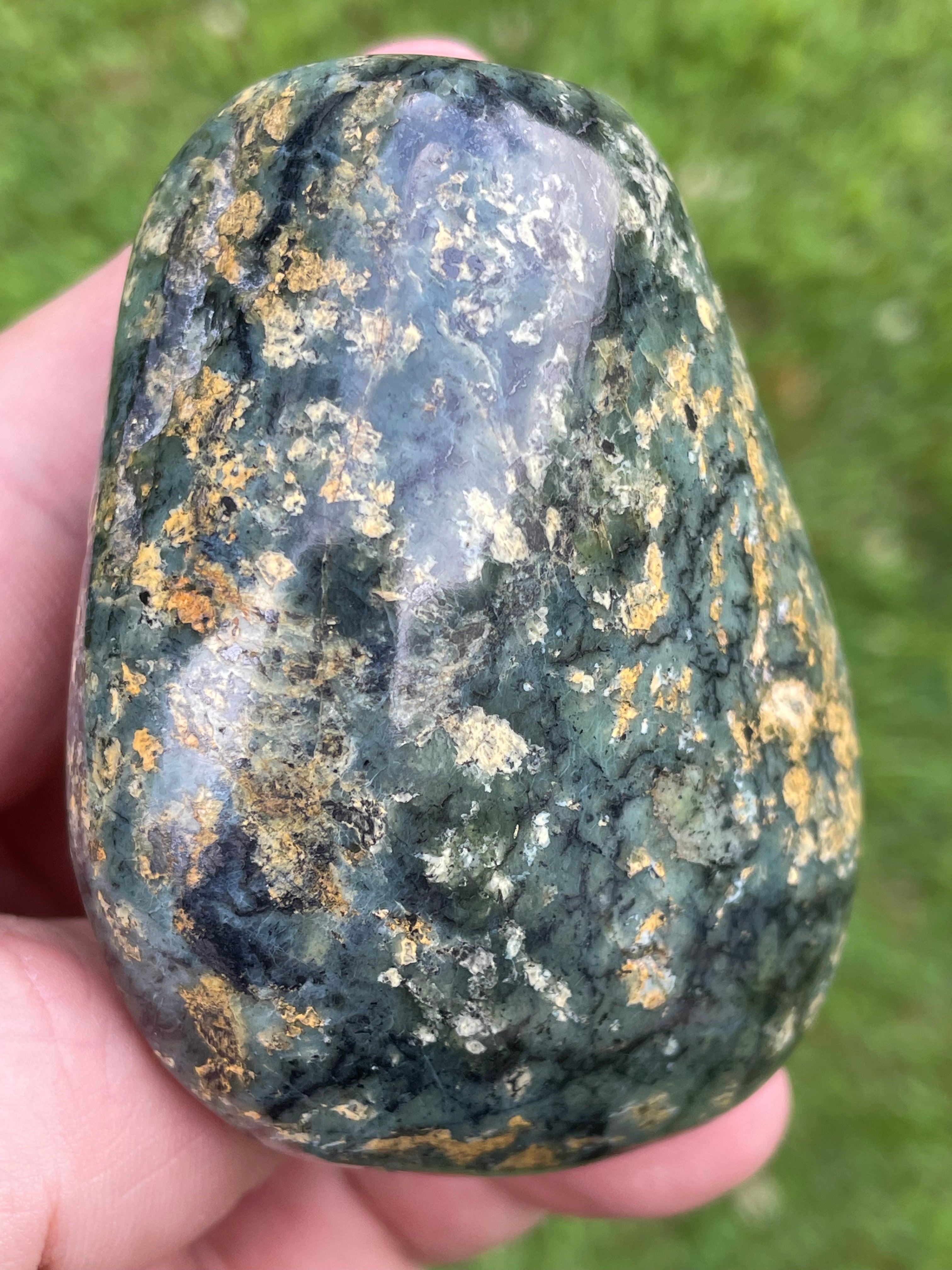 StoneBorn Creations Hand-Polished Local Serpentine Freeform | Fully Polished Greenstone with Blue-Green Patterns & Natural Mineral Inclusions