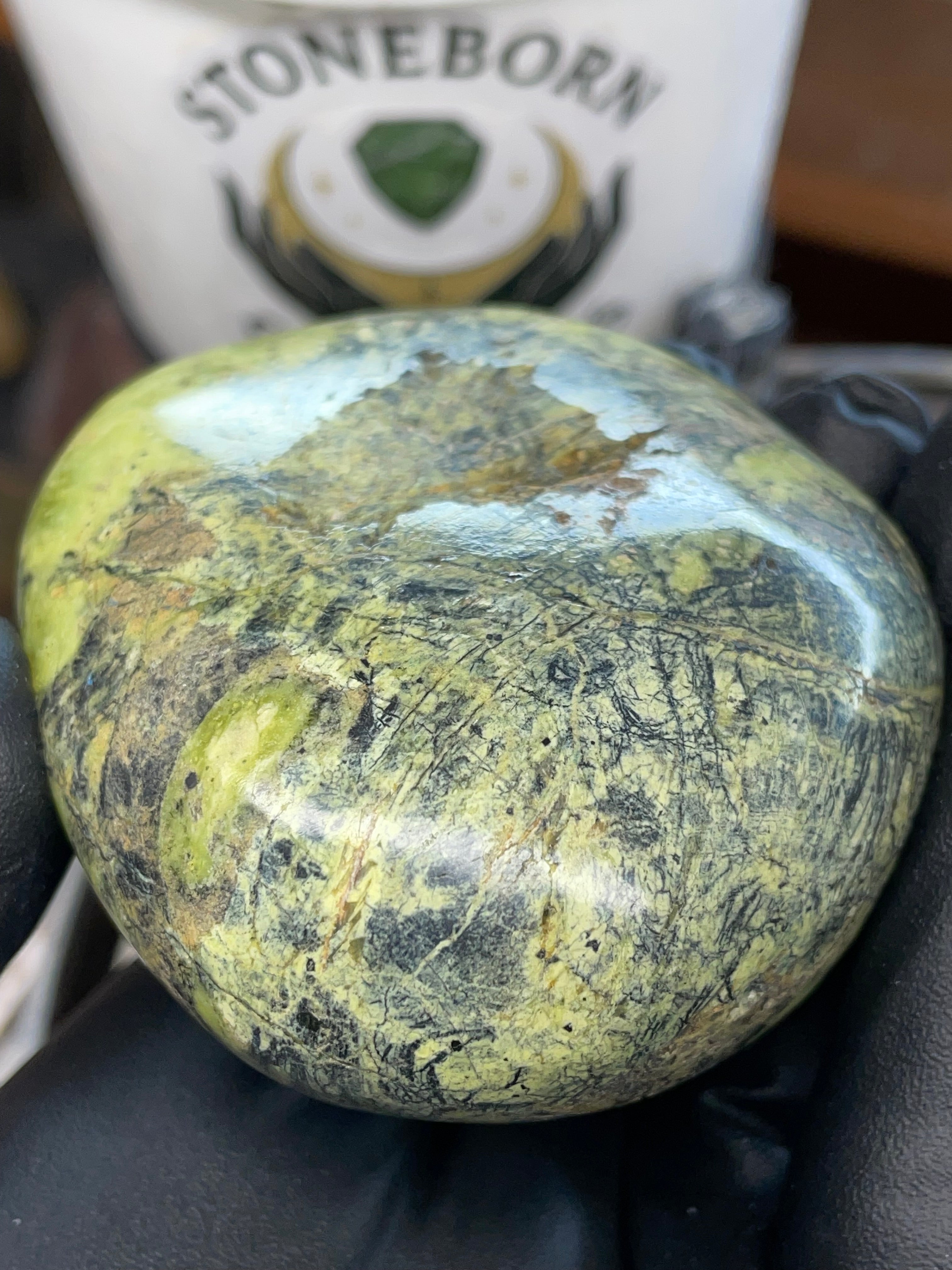 🌿 Hand-Polished Green Serpentine — Inside Polished Reveal