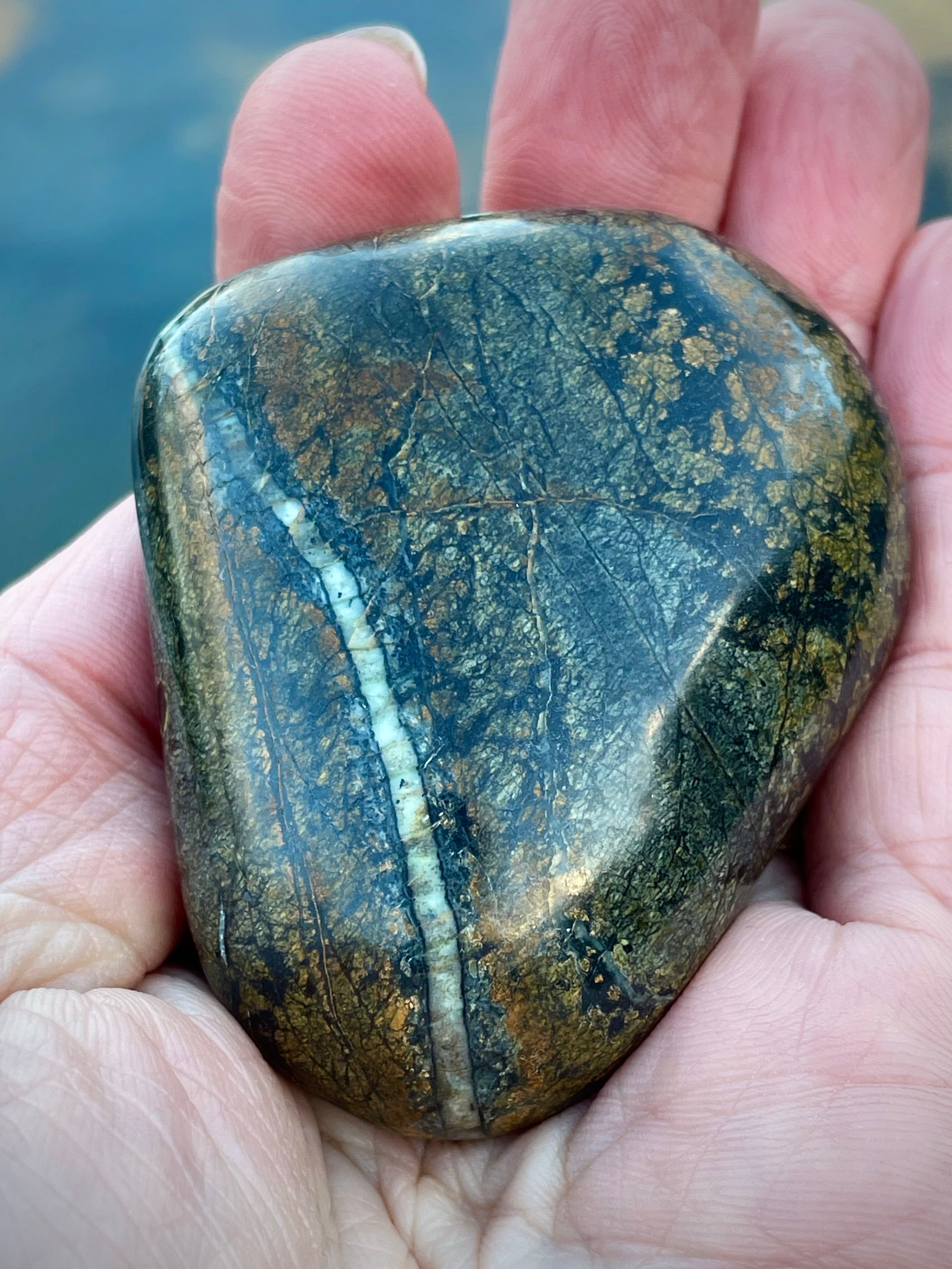 ⚡ Polished Vermont Serpentine – Quartz Vein Lightning Stone