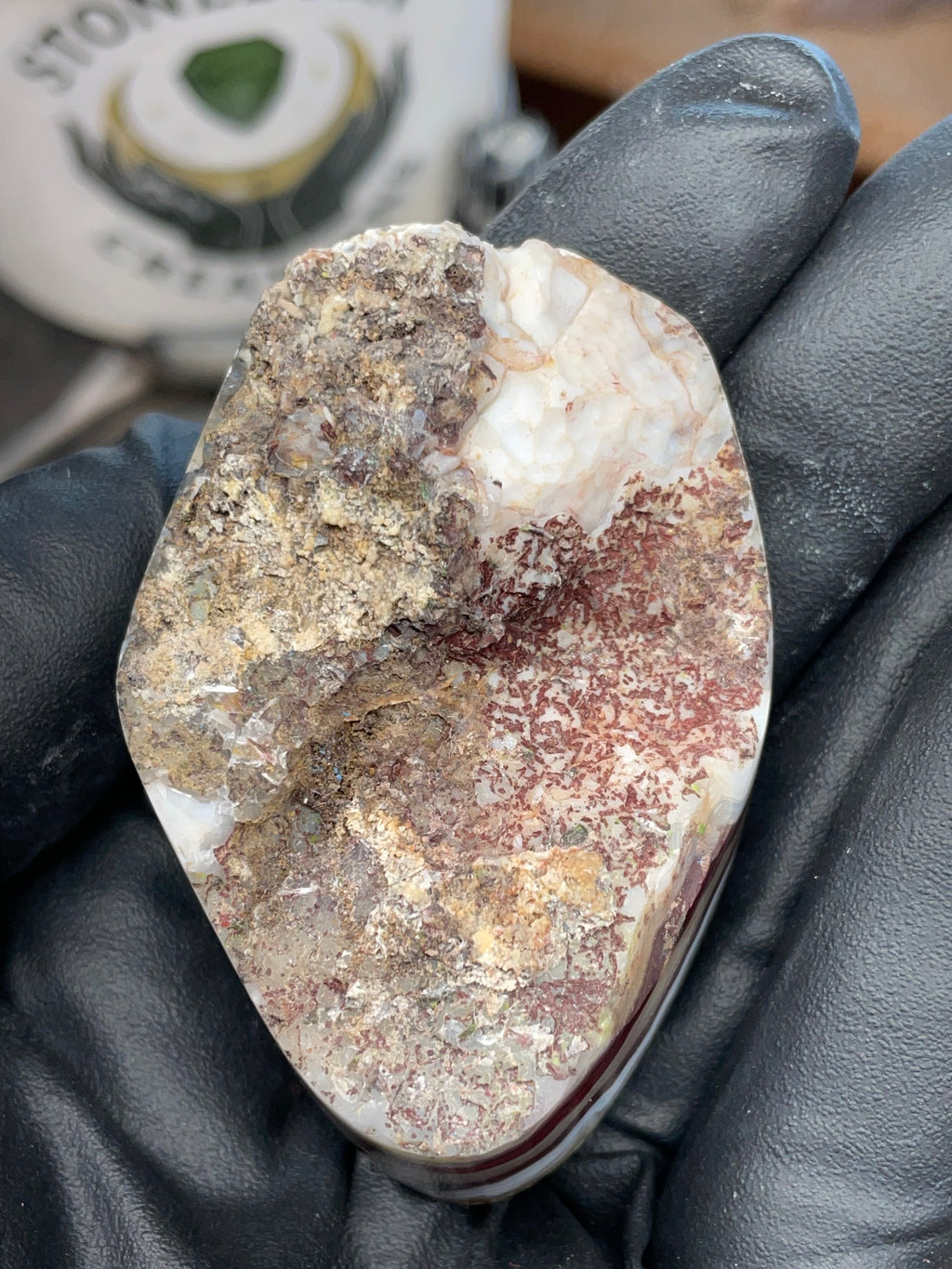 StoneBorn Creations – Hand-Collected & Hand-Polished Fortification Agate (Raw Top & Bottom)