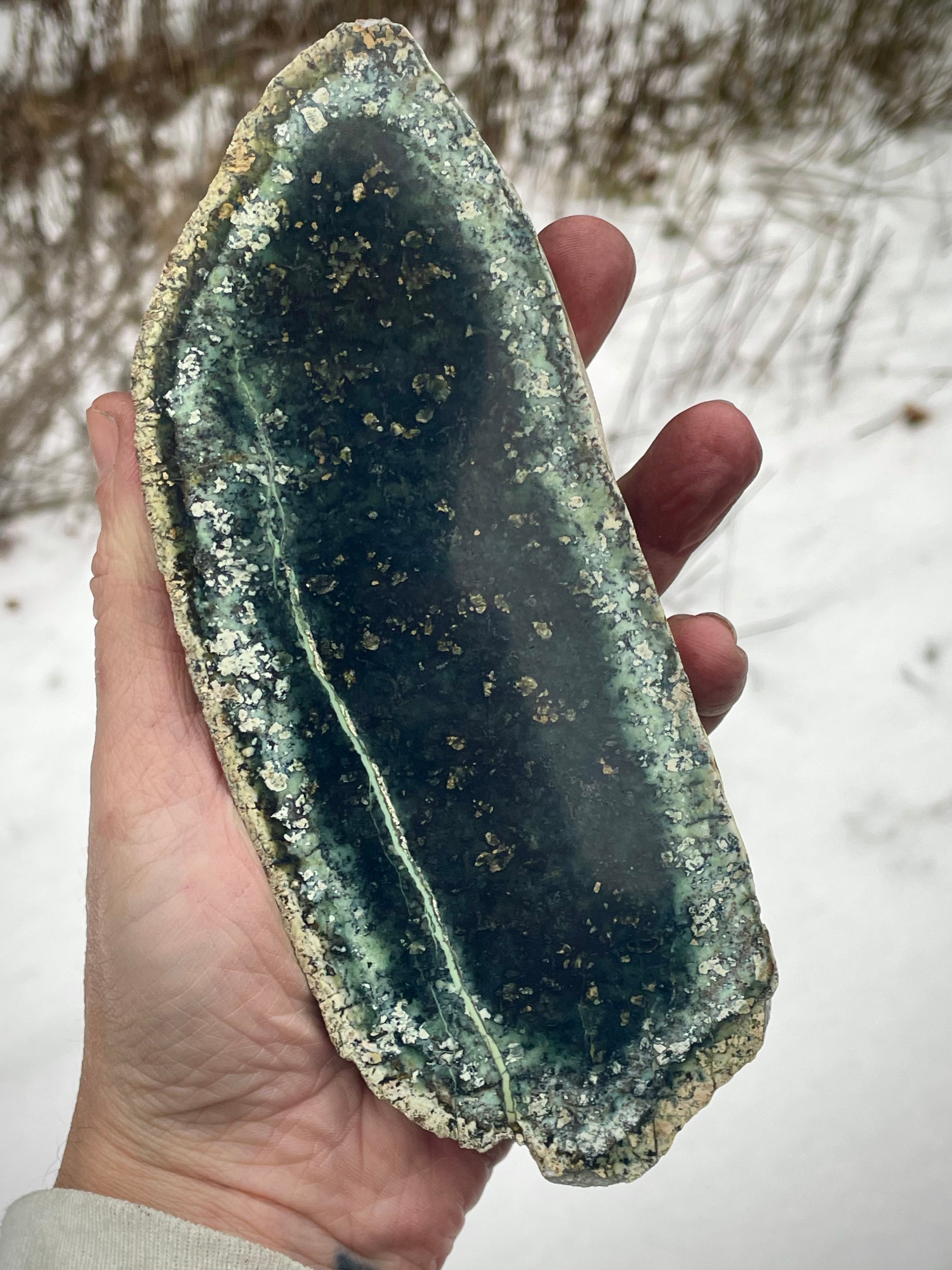 🌲 Polished Vermont Greenstone Slab – Double-Sided Display Piece (Hand-Collected)