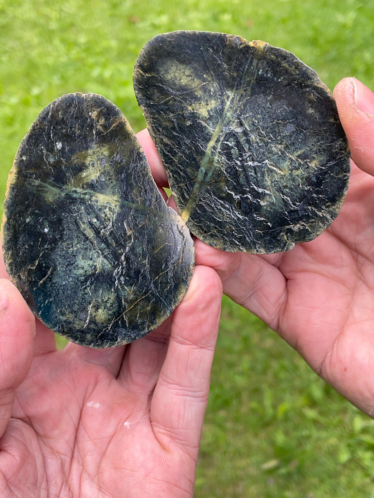 StoneBorn Creations Dark Green Serpentine Matching Pair – Hand Polished Natural Stone