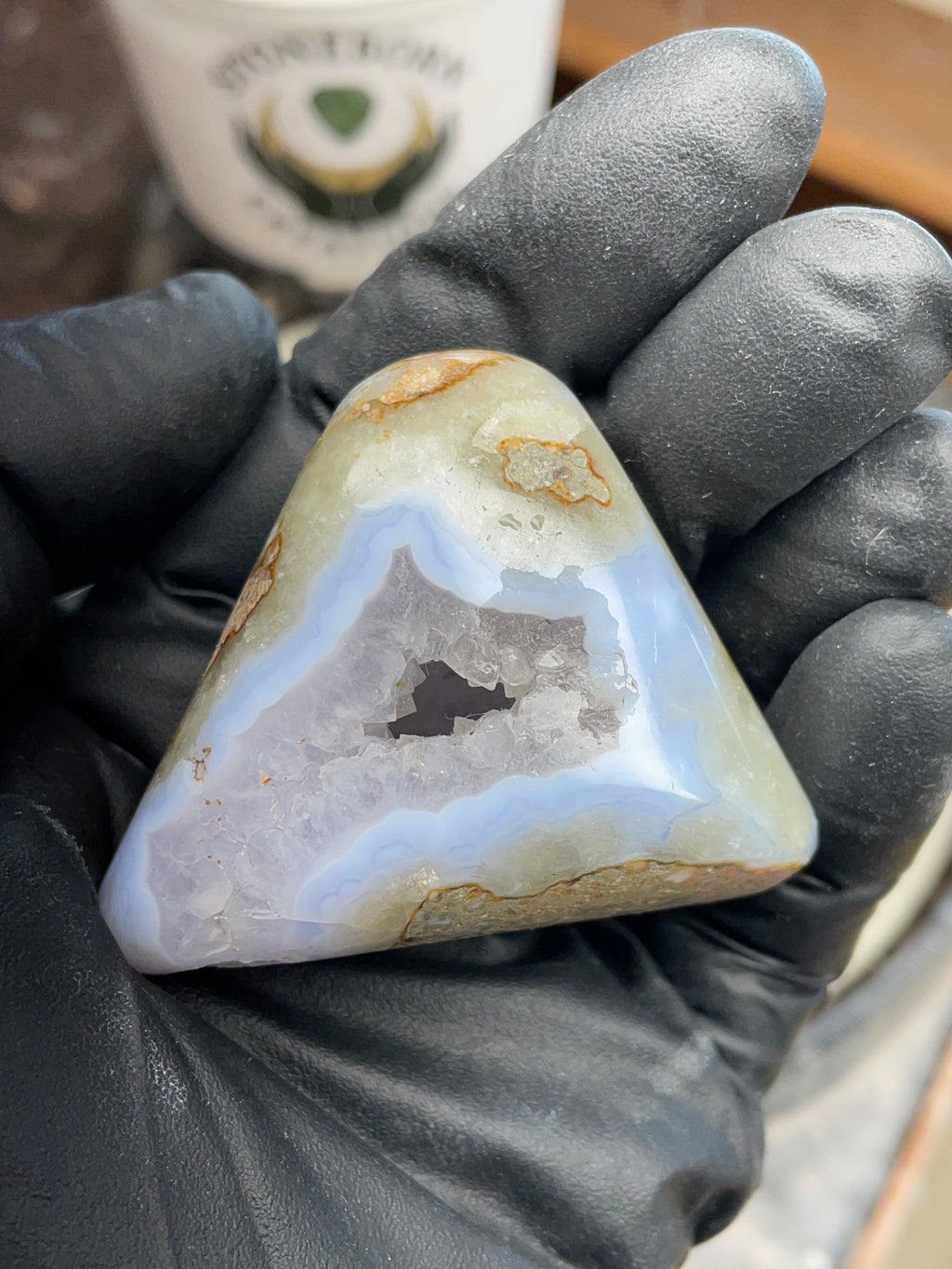 Blue Chalcedony Geode Agate — Hand Polished | StoneBorn Creations