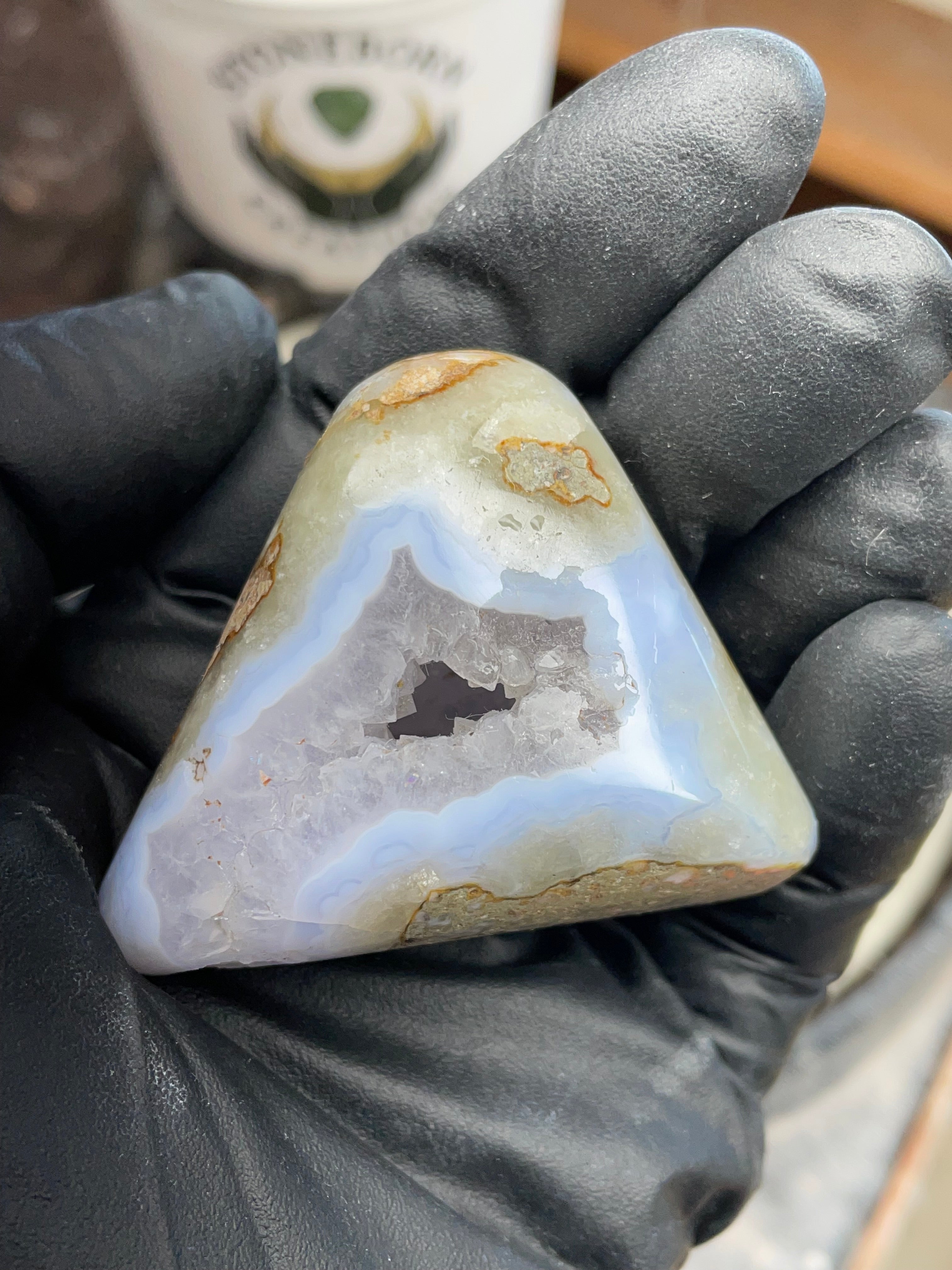 Blue Chalcedony Geode Agate — Hand Polished | StoneBorn Creations