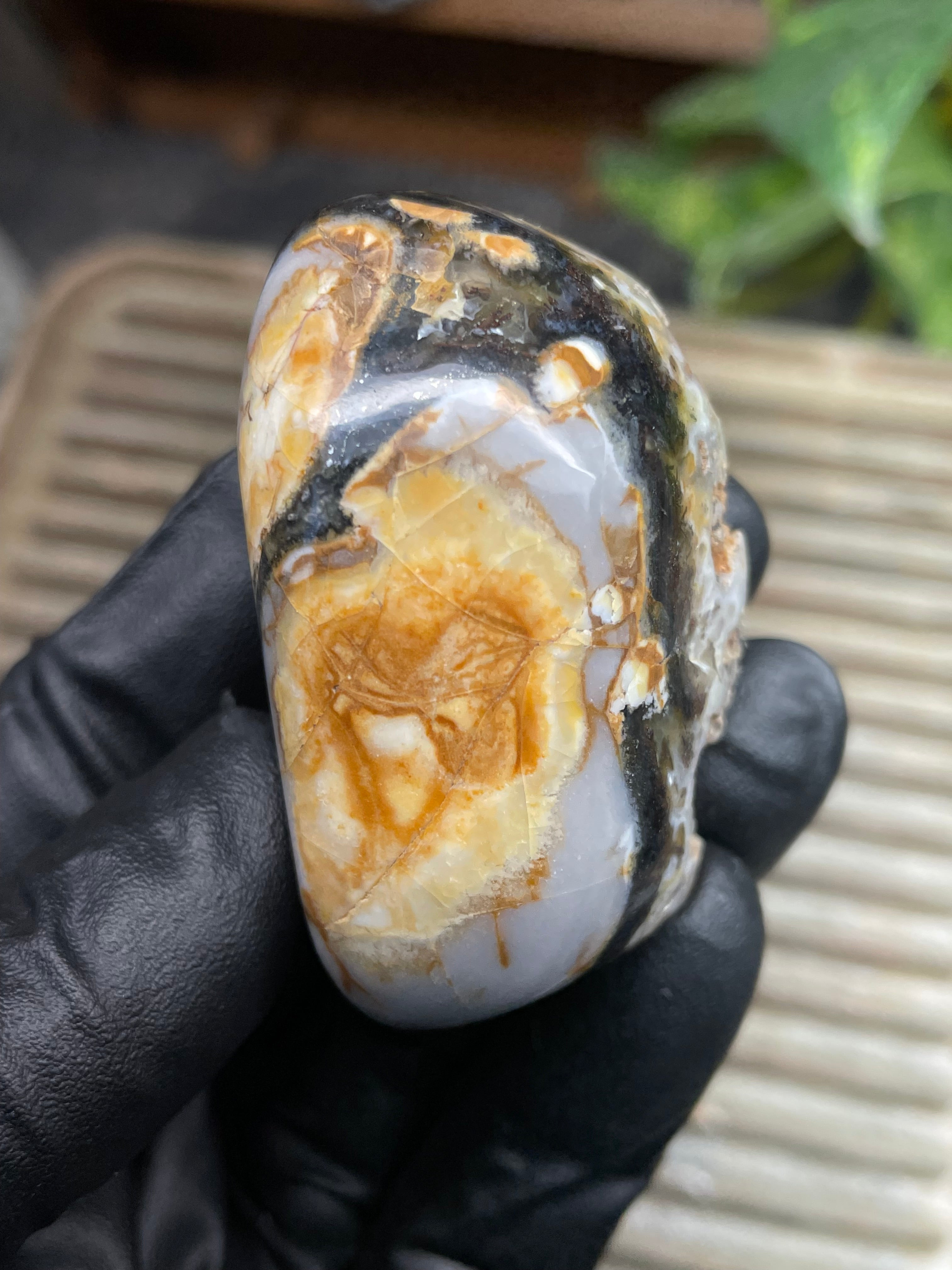 StoneBorn Creations Hand-Polished Crystal Pocket Agate Freeform | Raw Druzy Crown | Natural Chalcedony & Earth Tones