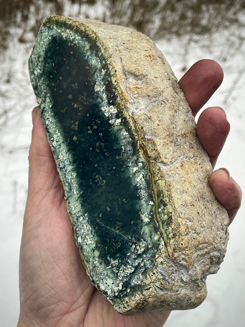 🌲 Polished Vermont Greenstone Slab – Double-Sided Display Piece (Hand-Collected)