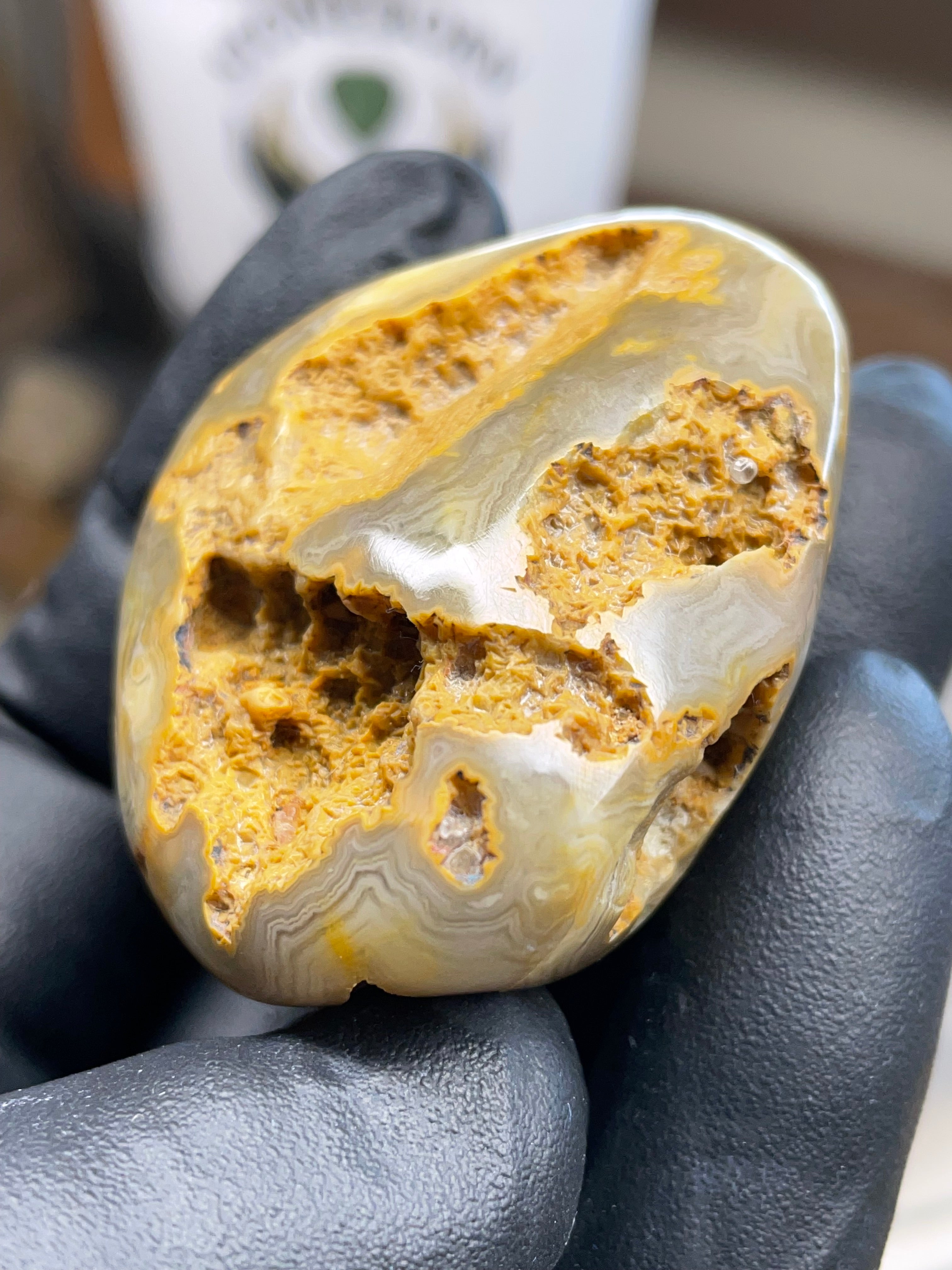 Hand-Polished Lace Agate – Natural Pocket Stone