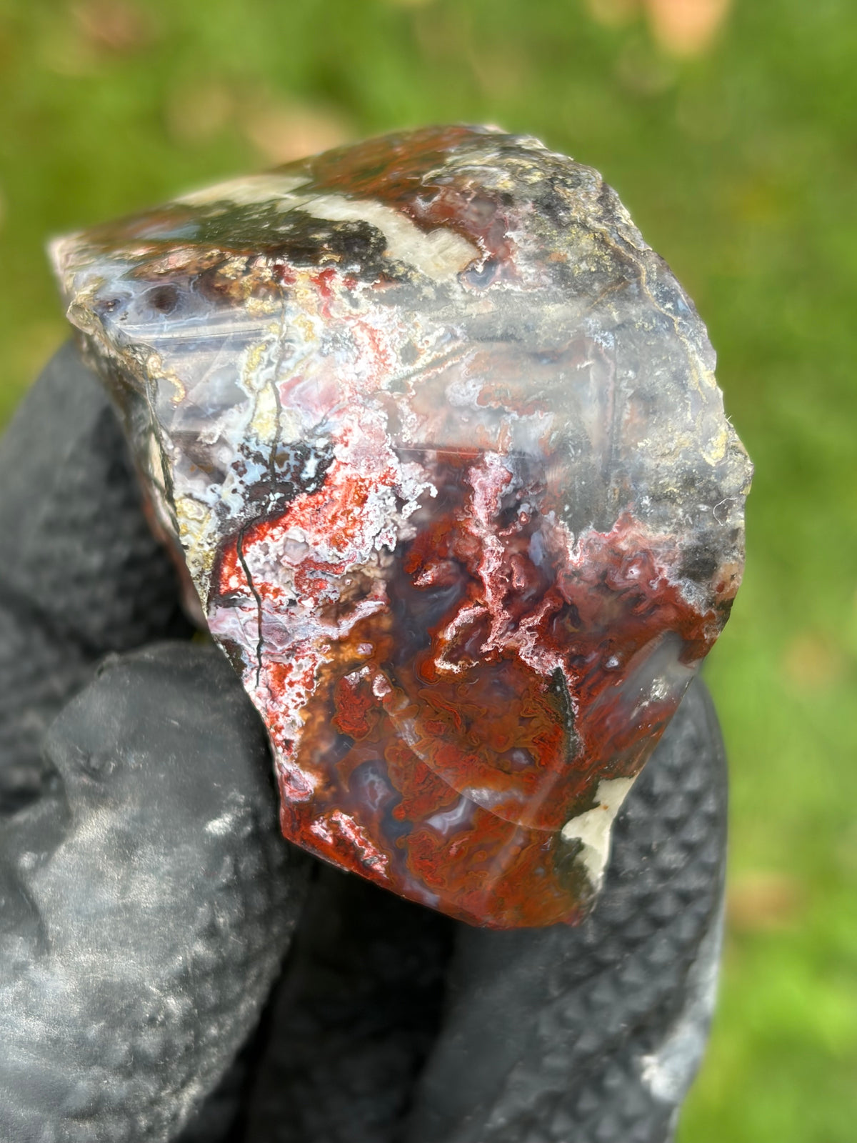 StoneBorn Creations – Red & Blue Lace Agate with Natural Quartz Vein