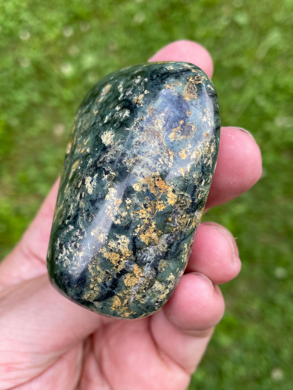StoneBorn Creations Hand-Polished Local Serpentine Freeform | Fully Polished Greenstone with Blue-Green Patterns & Natural Mineral Inclusions
