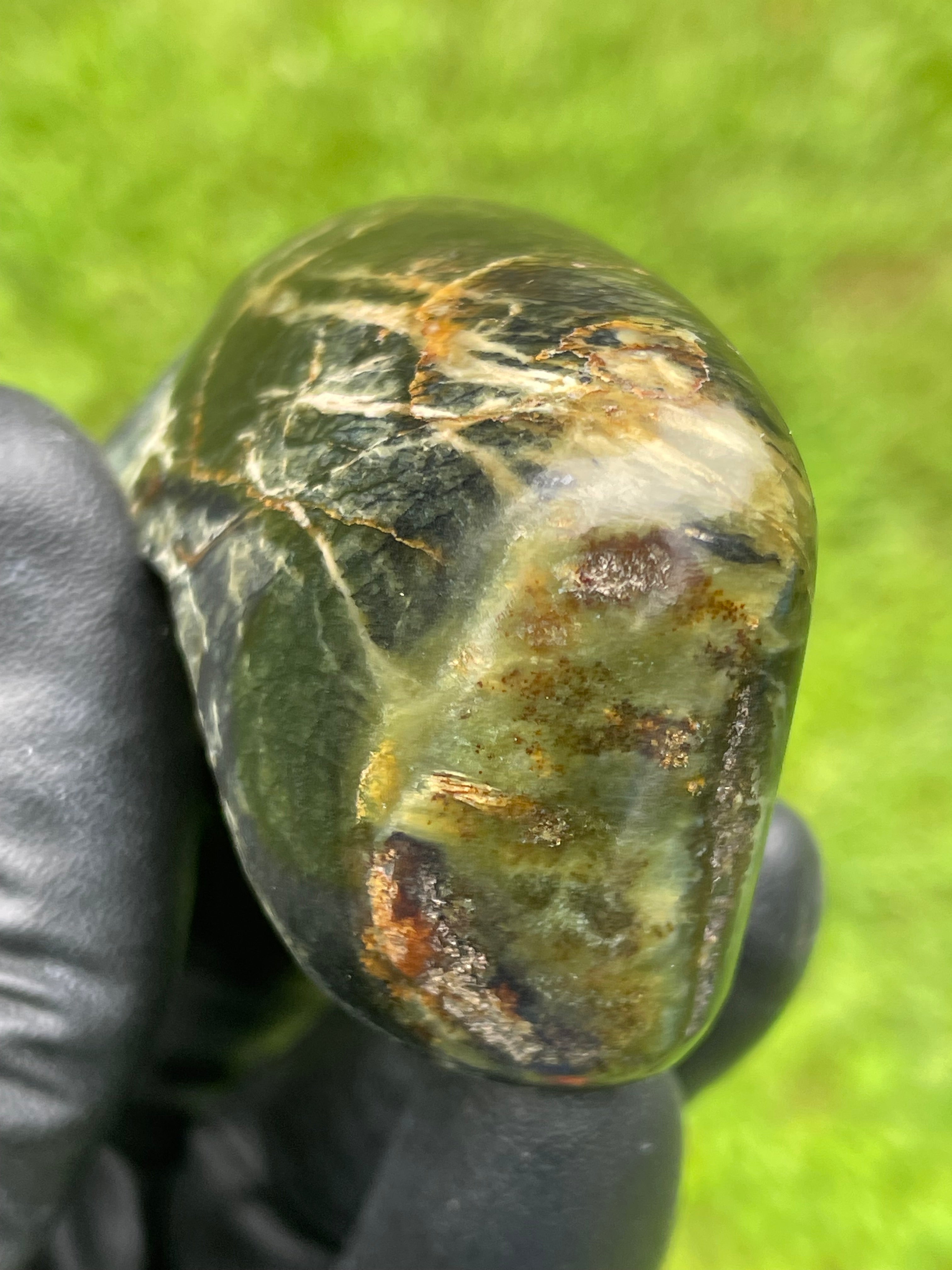 StoneBorn Creations Hand-Polished Vermont Serpentine Freeform Display Stone – One-of-a-Kind Natural Stone