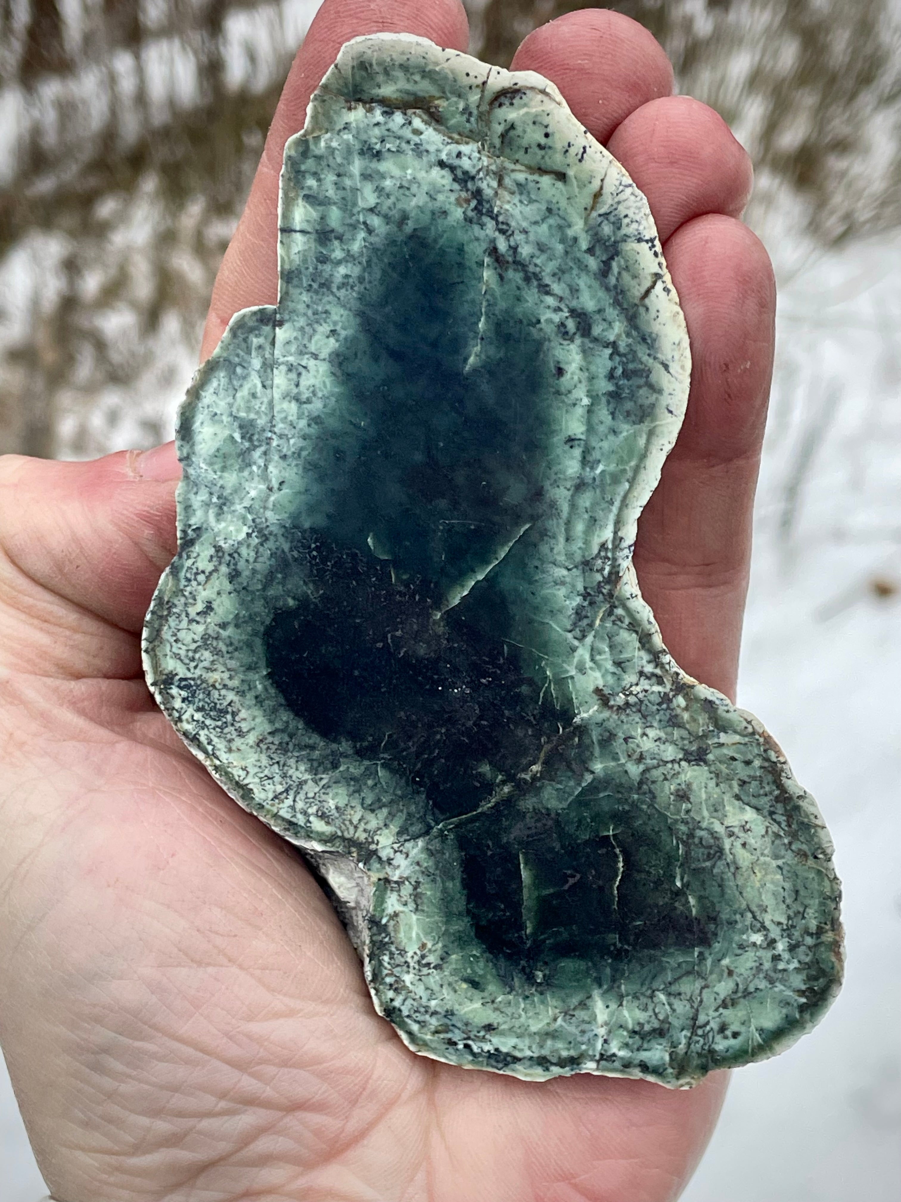🌲 Polished Vermont Greenstone – Raw & Revealed Freeform Bowl Stone (Hand-Collected & Polished)