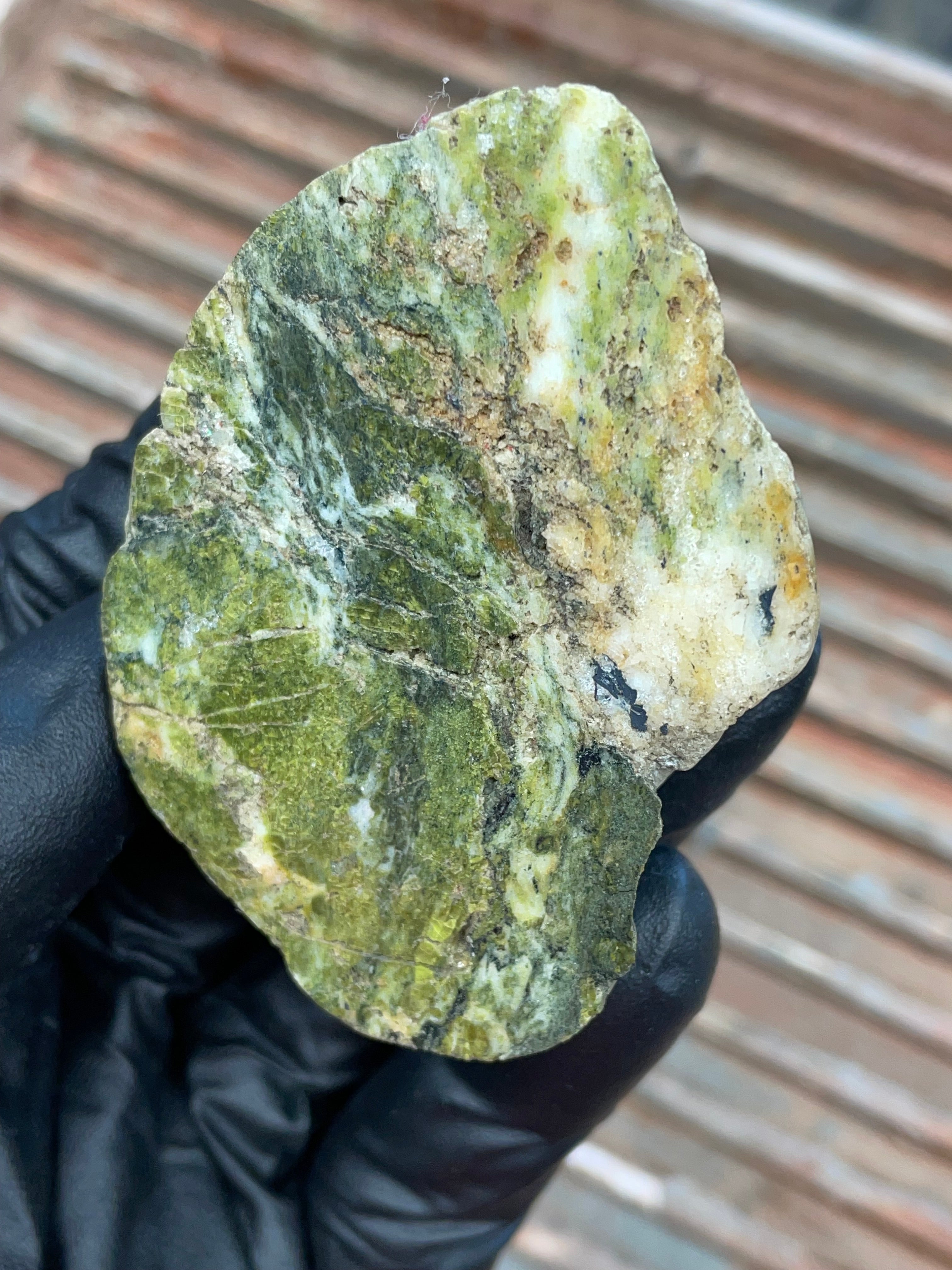 StoneBorn Creations | Polished Vermont Greenstone Slab — Moss Green + Cream Quartz Veins
