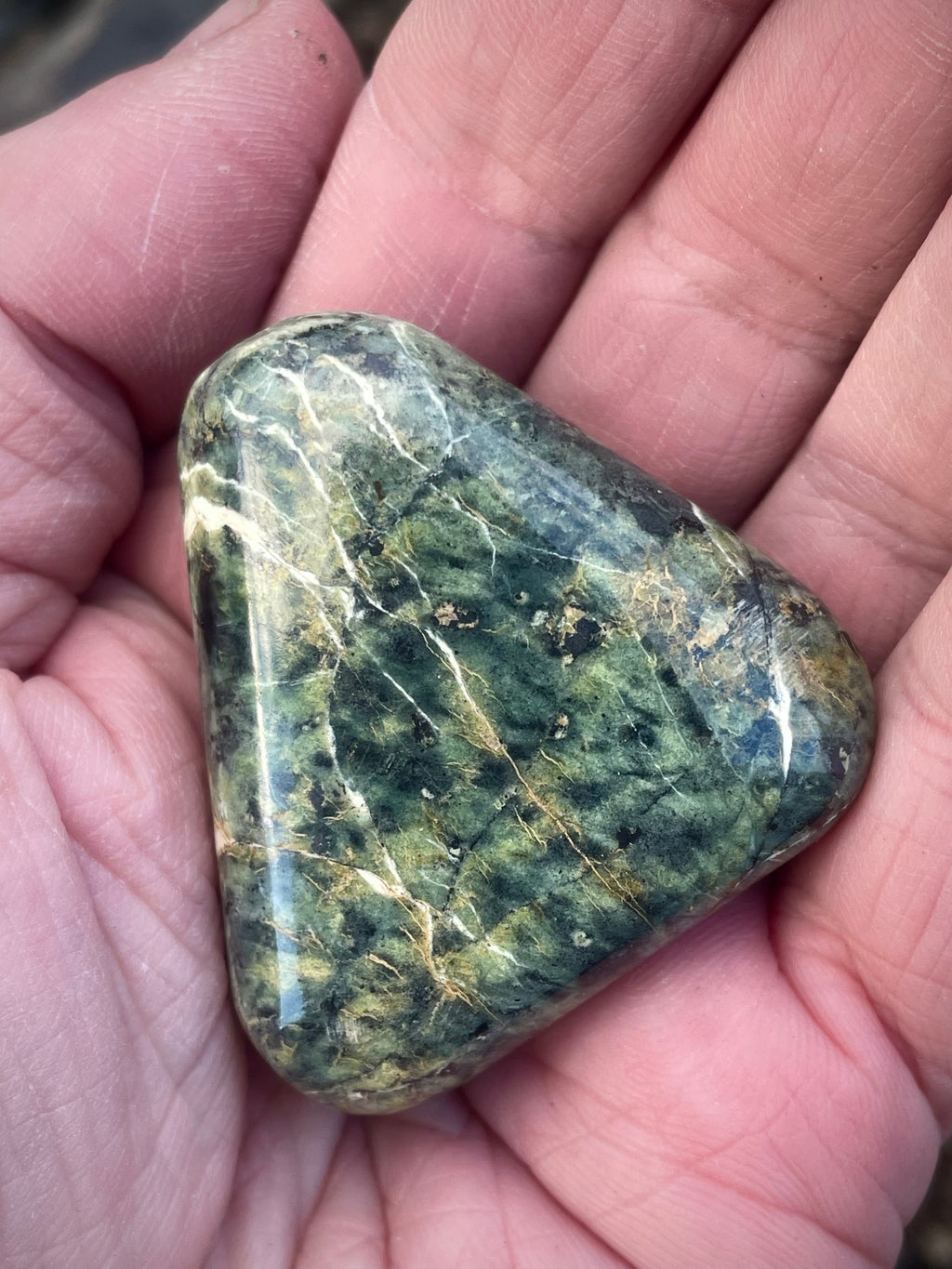 🌲 Polished Vermont Greenstone – Forest Glow Veining (Hand-Collected & Finished)