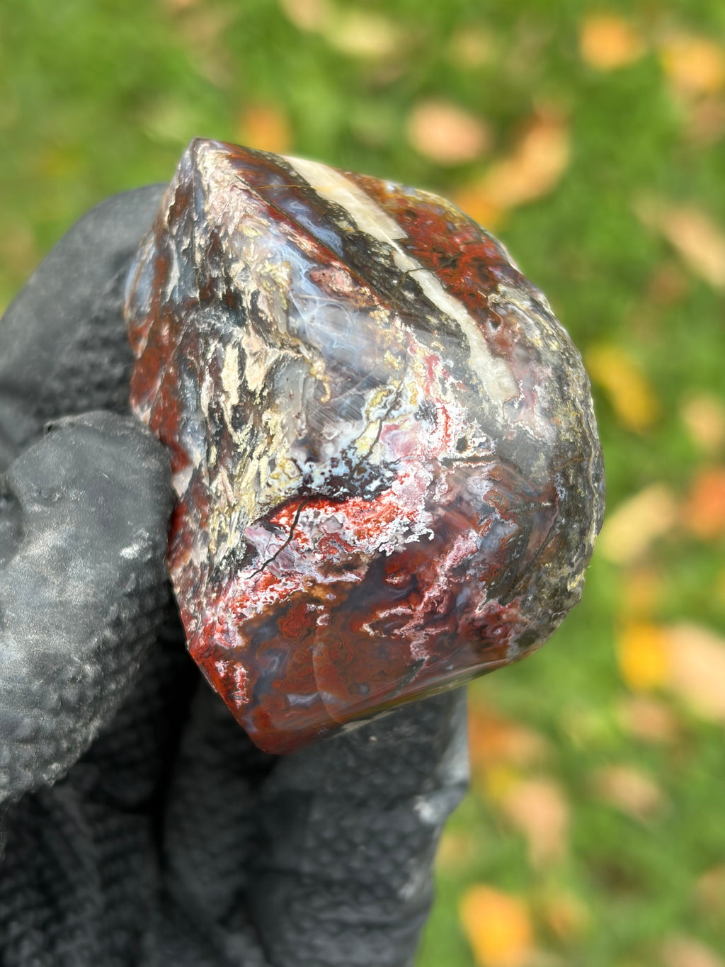 StoneBorn Creations – Red & Blue Lace Agate with Natural Quartz Vein