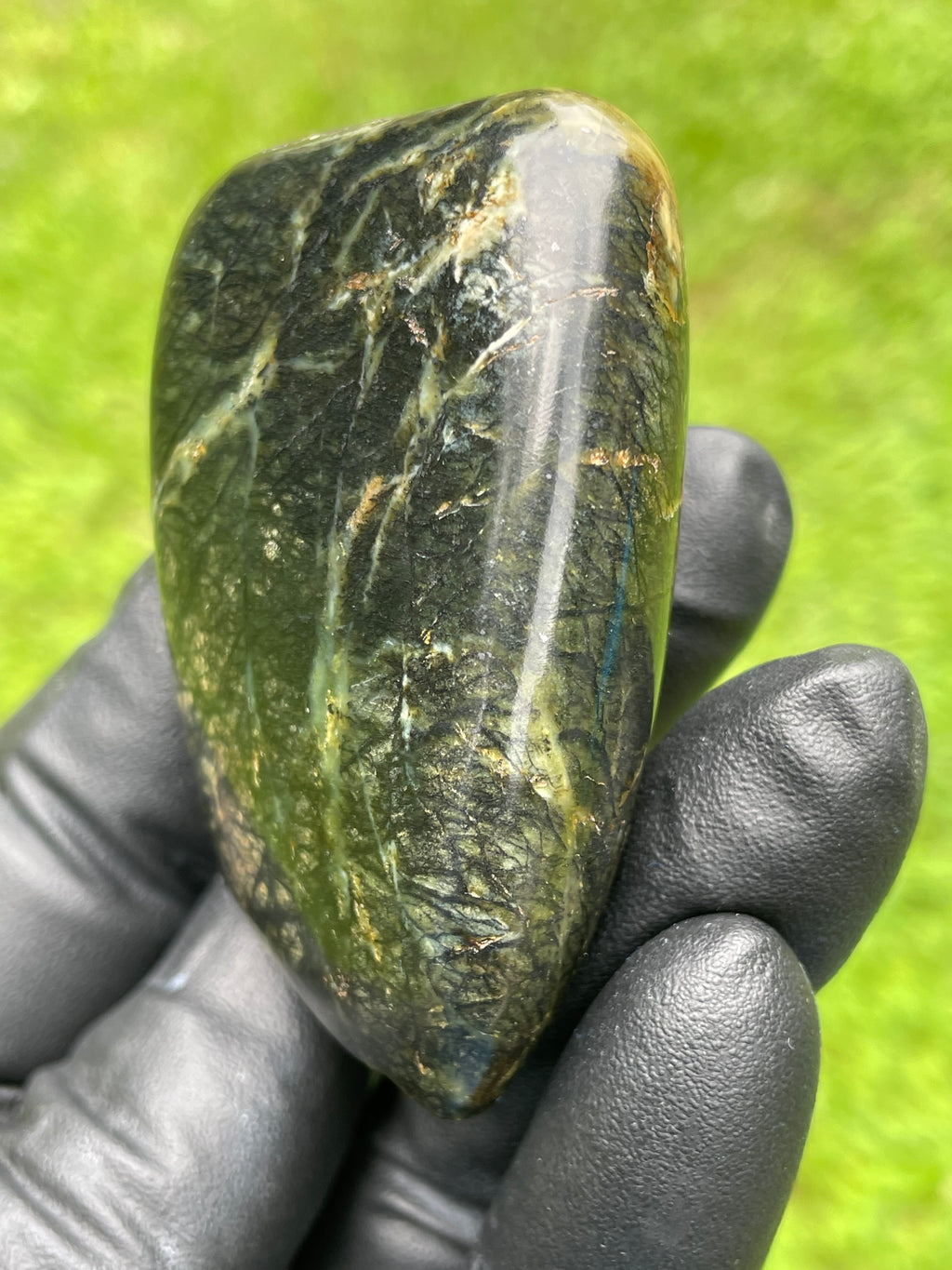 StoneBorn Creations Hand-Polished Vermont Serpentine Freeform Display Stone – One-of-a-Kind Natural Stone