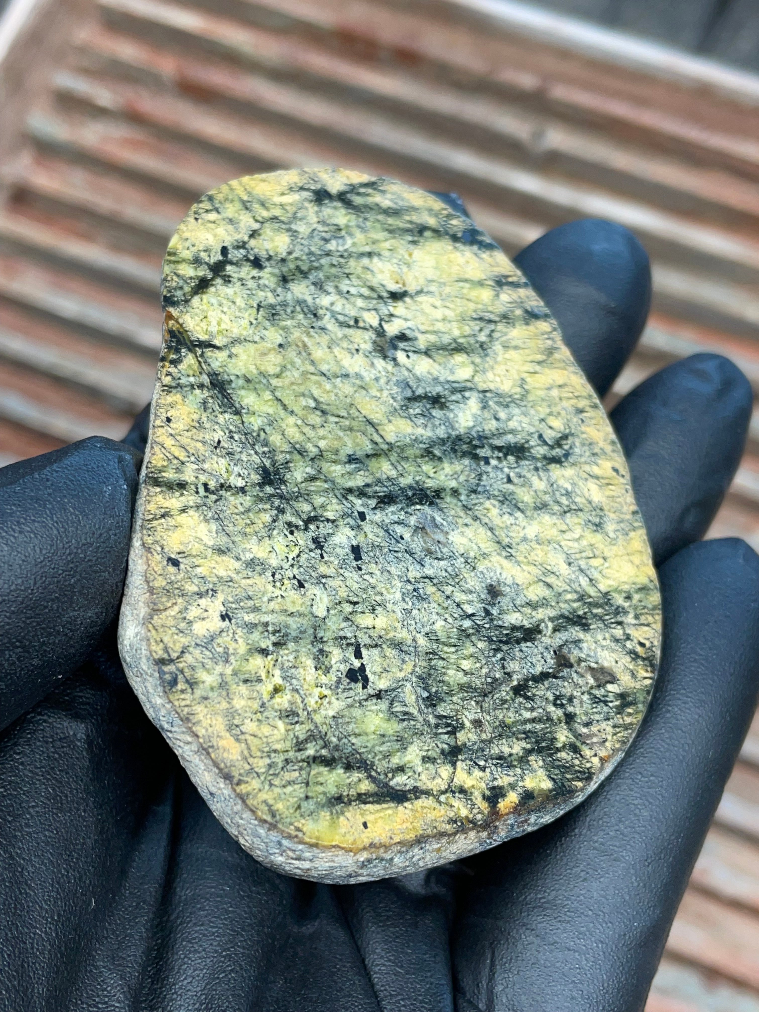 StoneBorn Creations | Polished Vermont Greenstone Slab — Pale Olive with Dark Mineral Veining