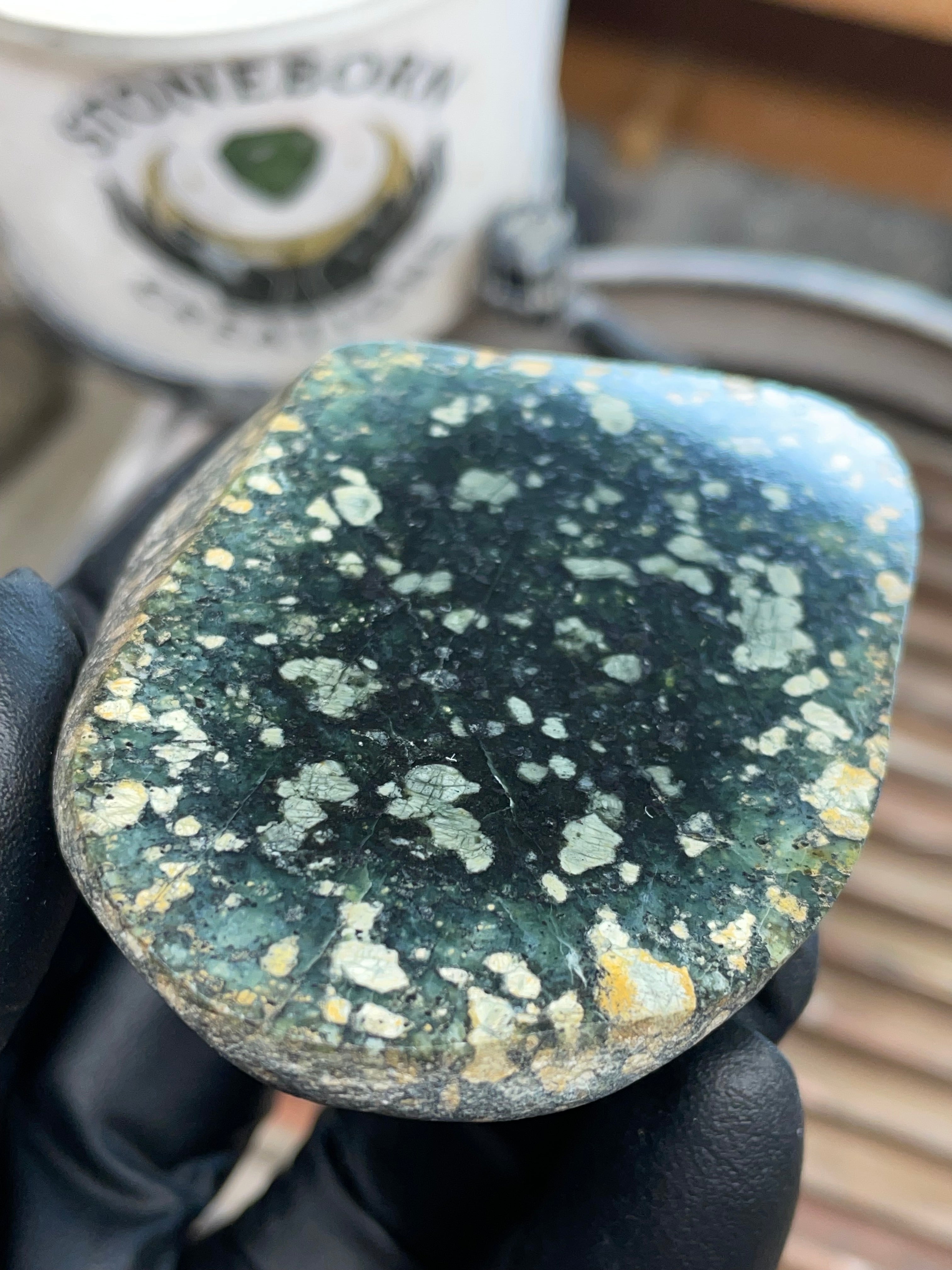 Hand-Collected Serpentine with Mineral Inclusions | Raw & Refined StoneBorn Slab