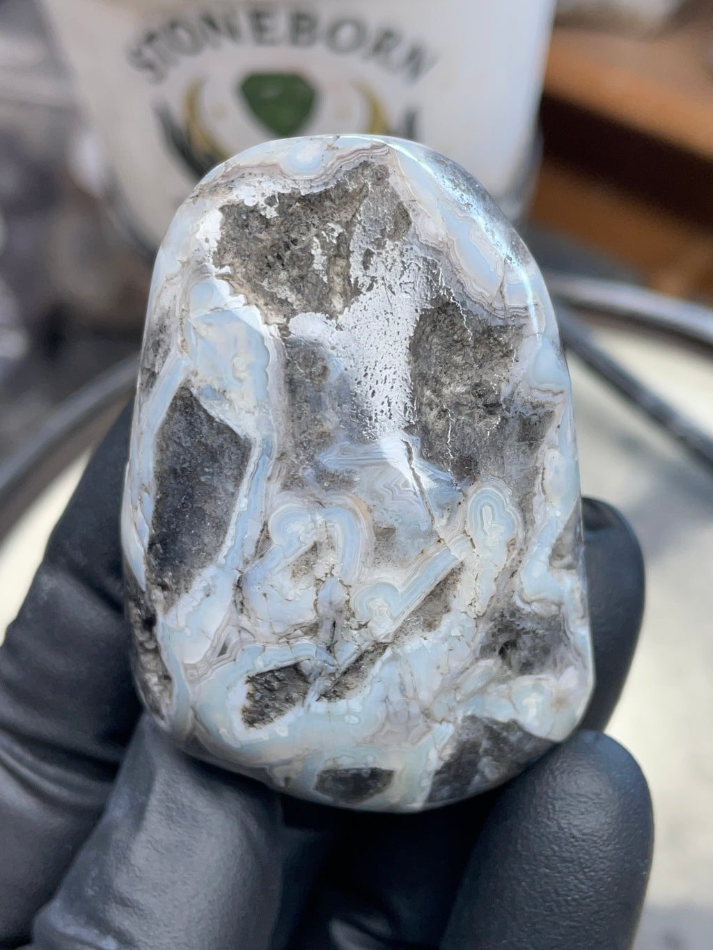 Blue-White Lace Banded Agate Freeform