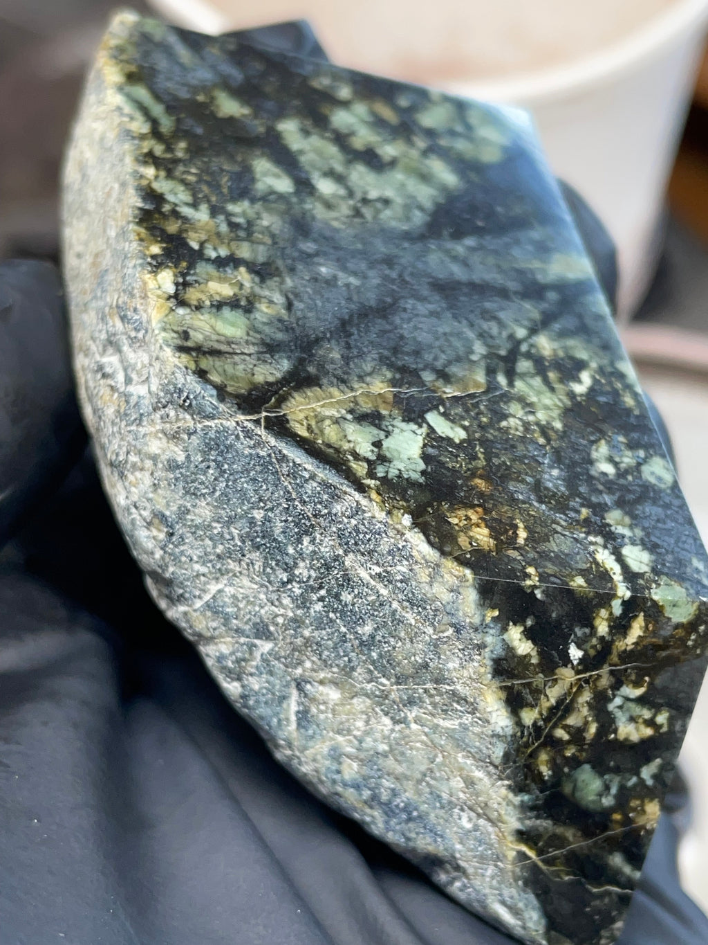 Hand-Polished Dark Green Stone Slab | StoneBorn Creations