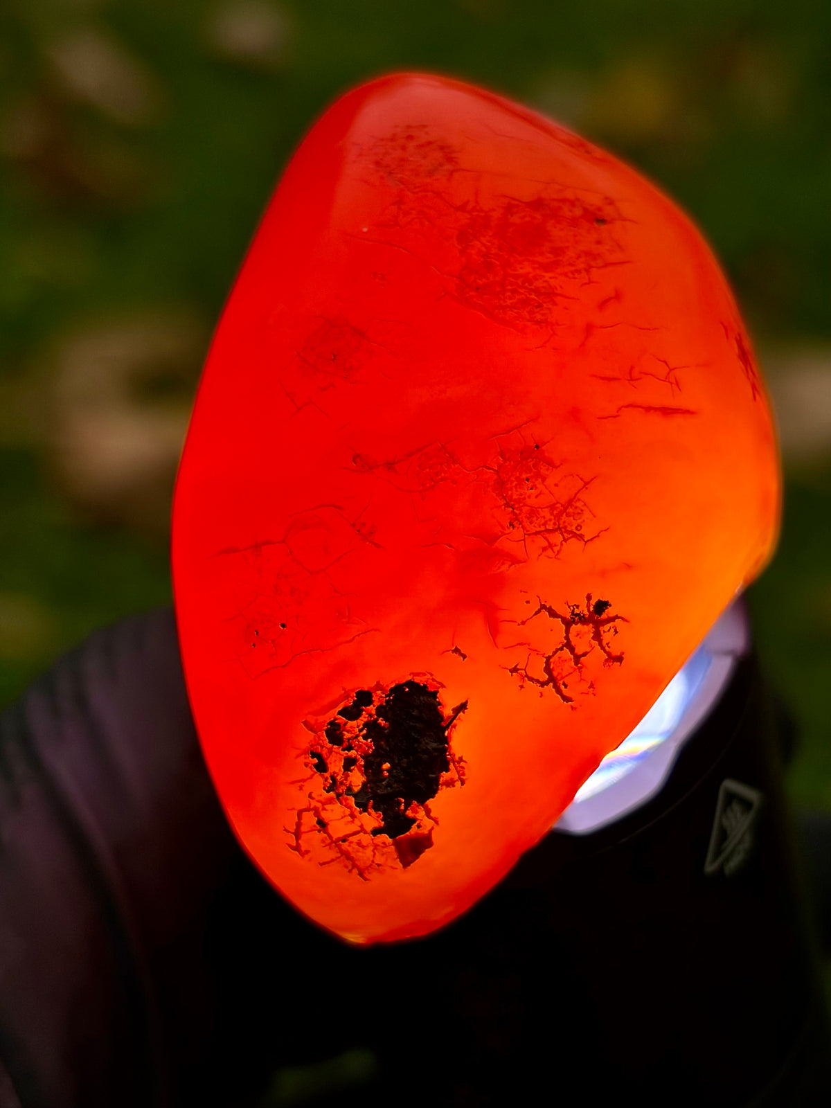 StoneBorn Creations – Fiery Orange Carnelian Agate | Hand-Polished Translucent Stone with Natural Red Matrix