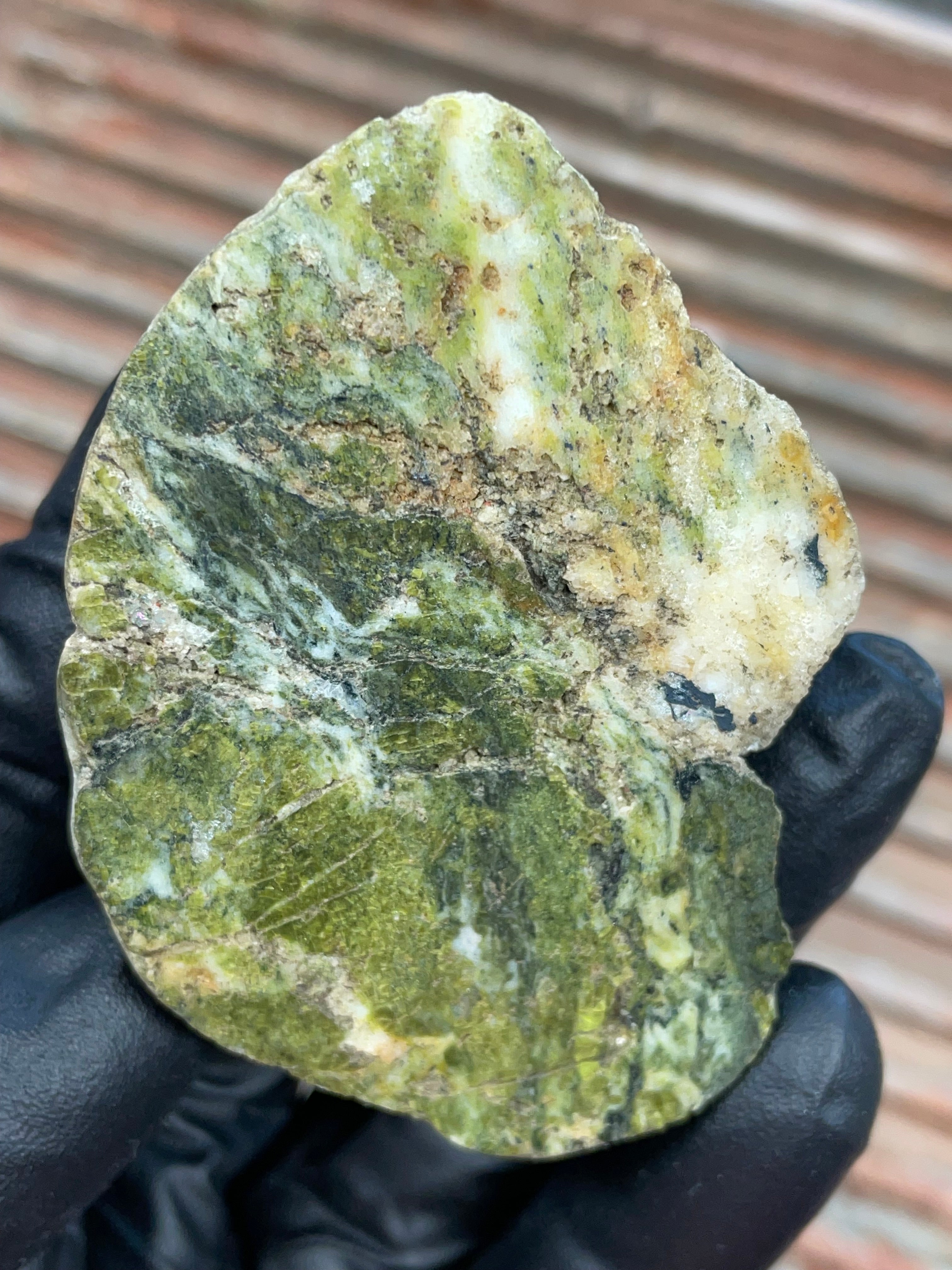 StoneBorn Creations | Polished Vermont Greenstone Slab — Moss Green + Cream Quartz Veins