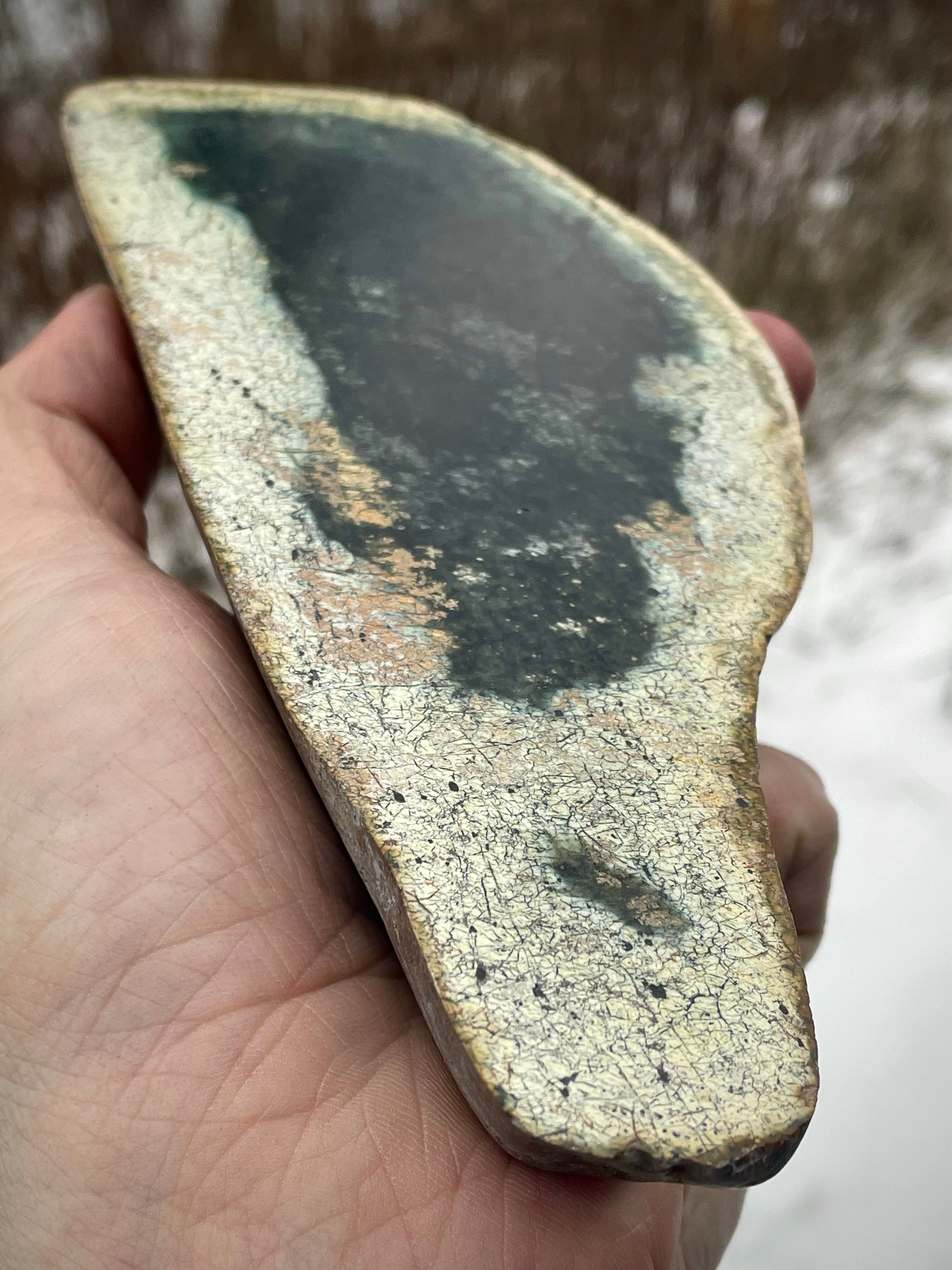 Polished Vermont Green Slate • Rare Crackle Pattern • Natural “Lake” Formation (Matched Halves Available)
