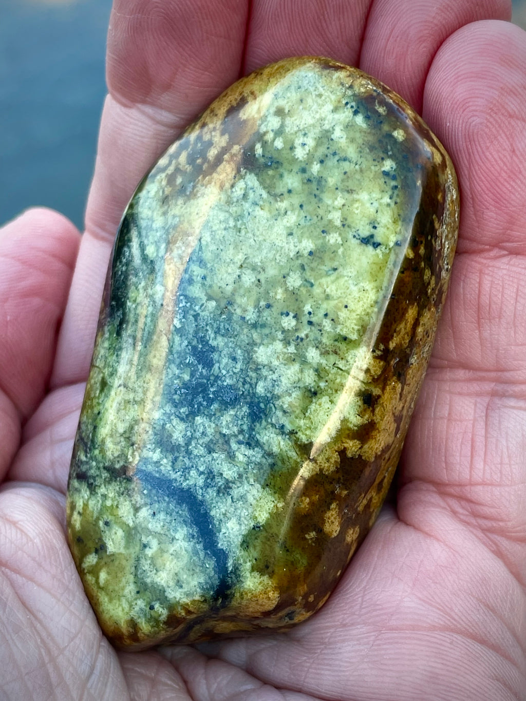 🌄 Polished Vermont Serpentine – Earthfire & Moss Stone