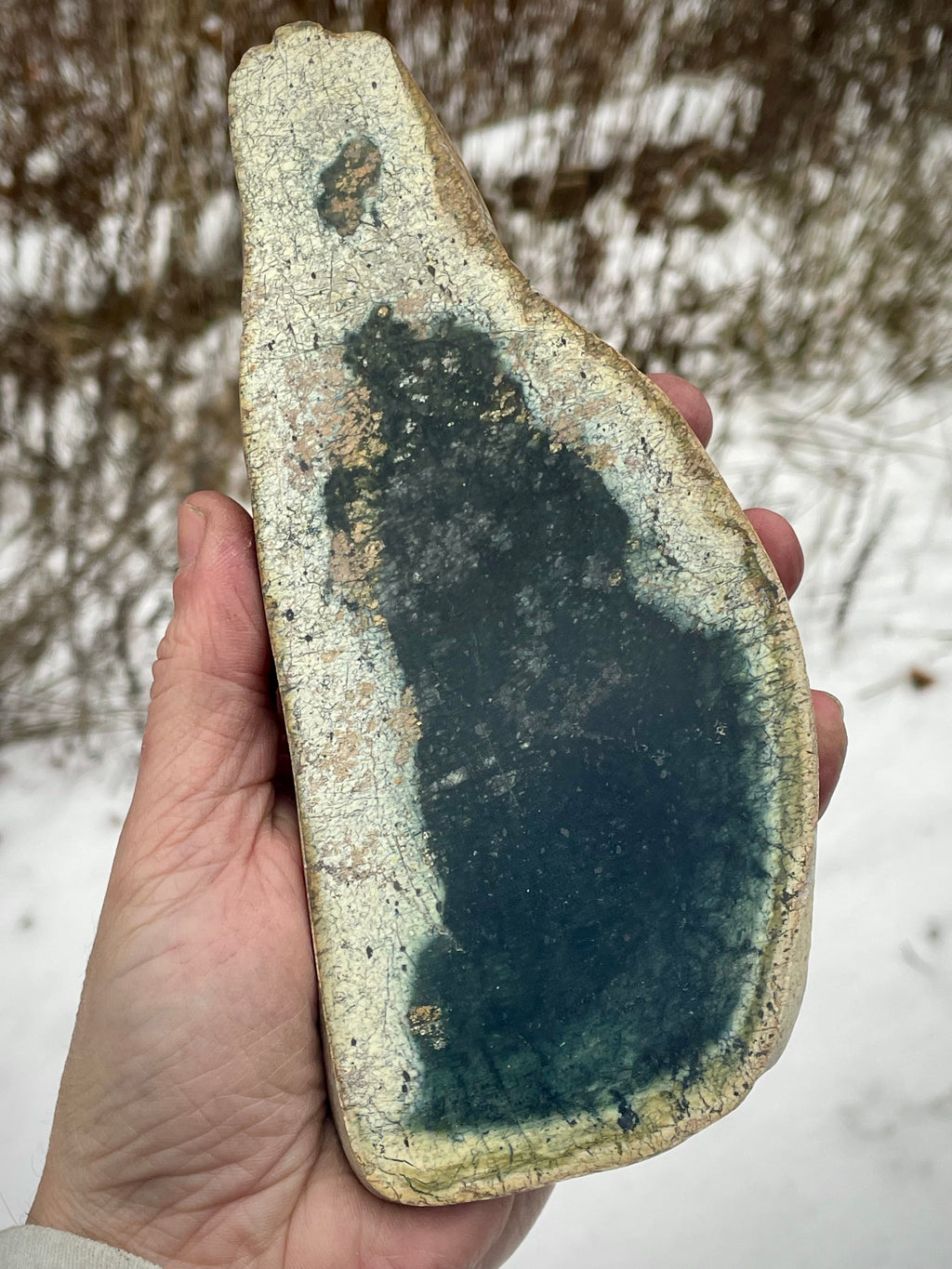 Polished Vermont Green Slate • Rare Crackle Pattern • Natural “Lake” Formation (Matched Halves Available)