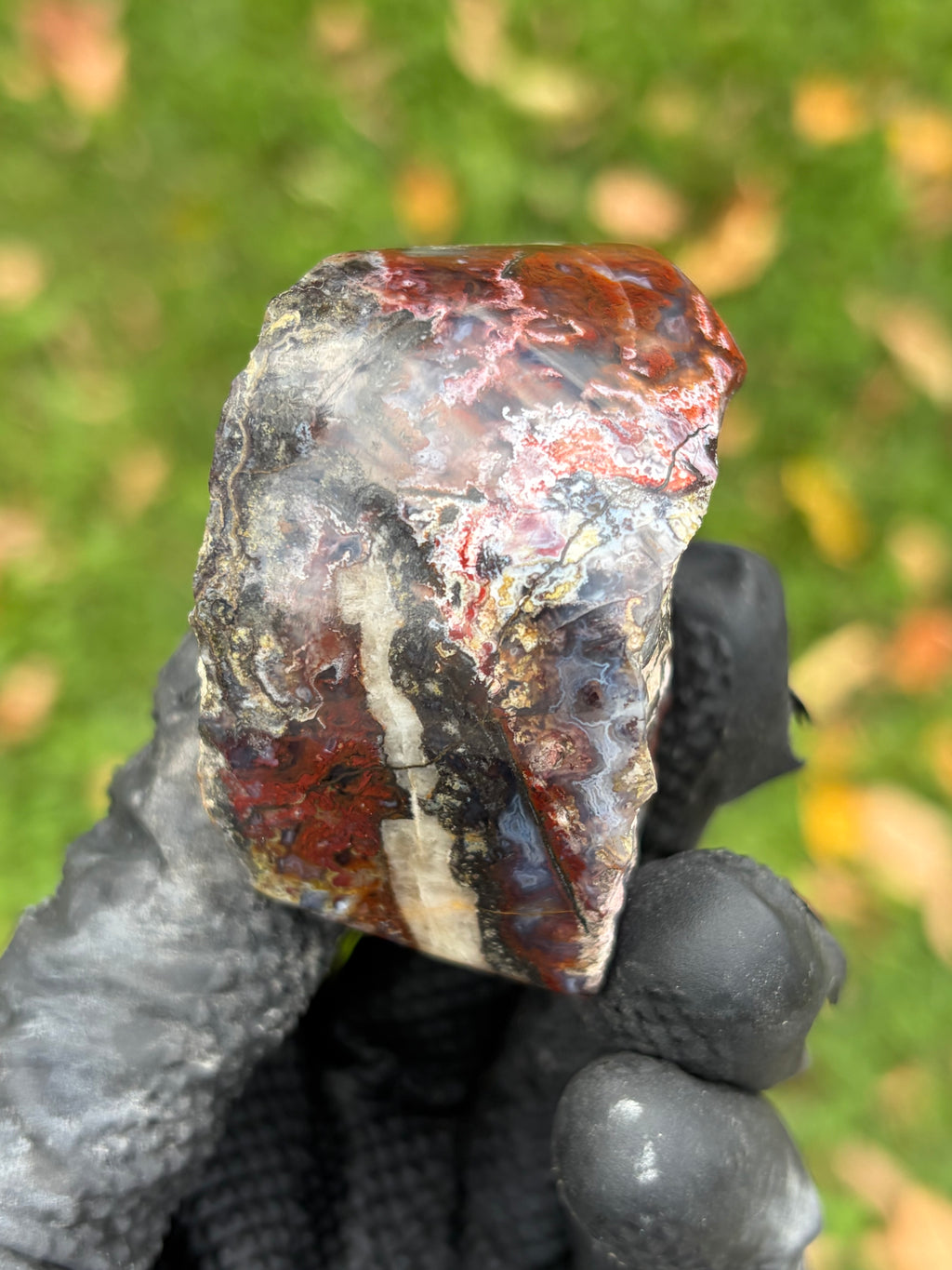 StoneBorn Creations – Red & Blue Lace Agate with Natural Quartz Vein