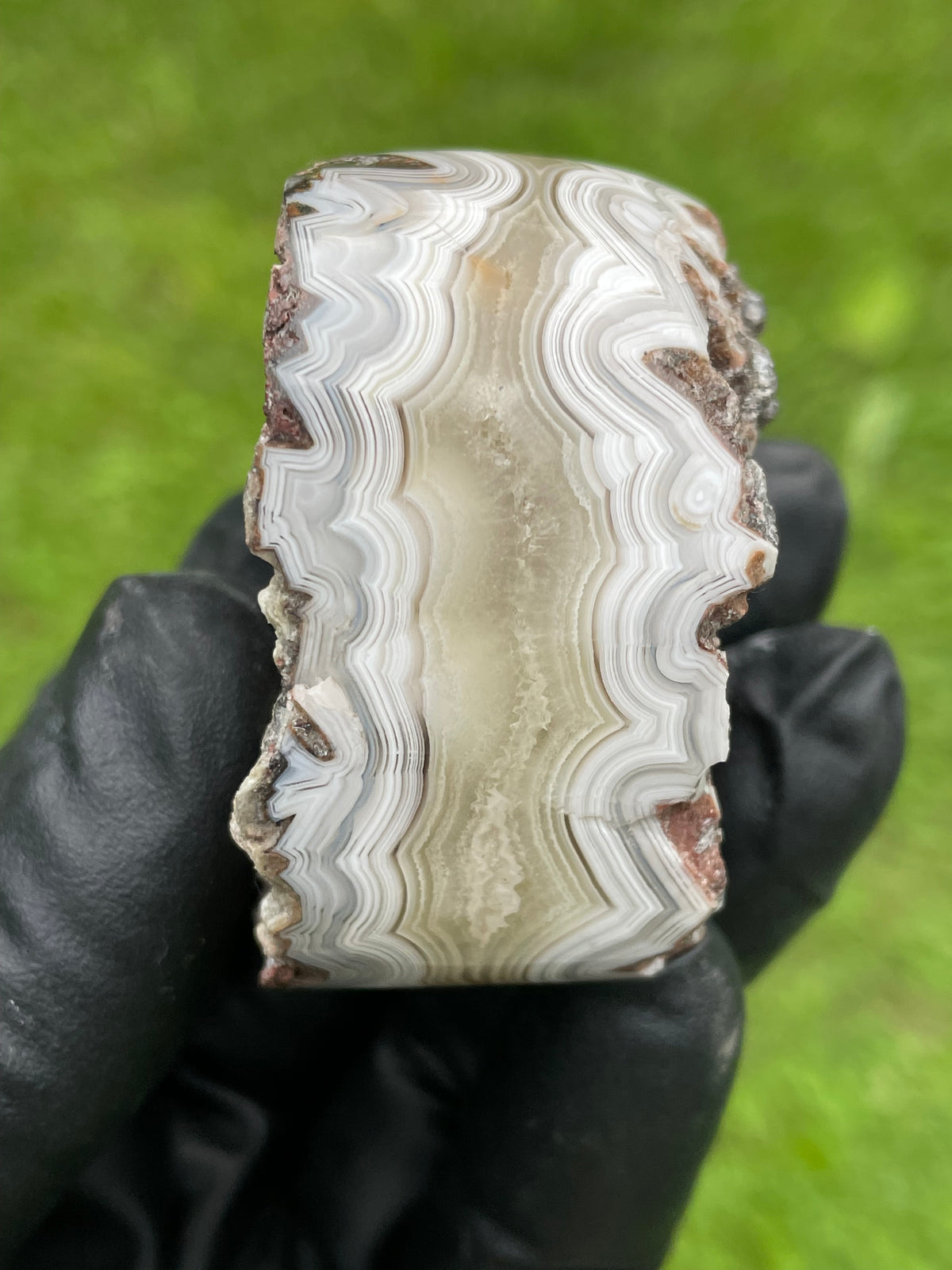 StoneBorn Creations Hand-Polished Lace Agate – Natural Matrix & Druzy Display Stone