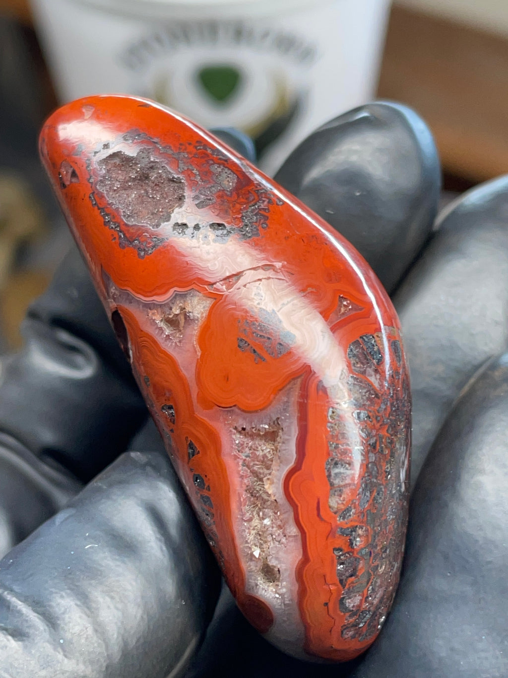 Fire-Pattern Agate with Quartz Pocket | Hand-Polished StoneBorn Creation