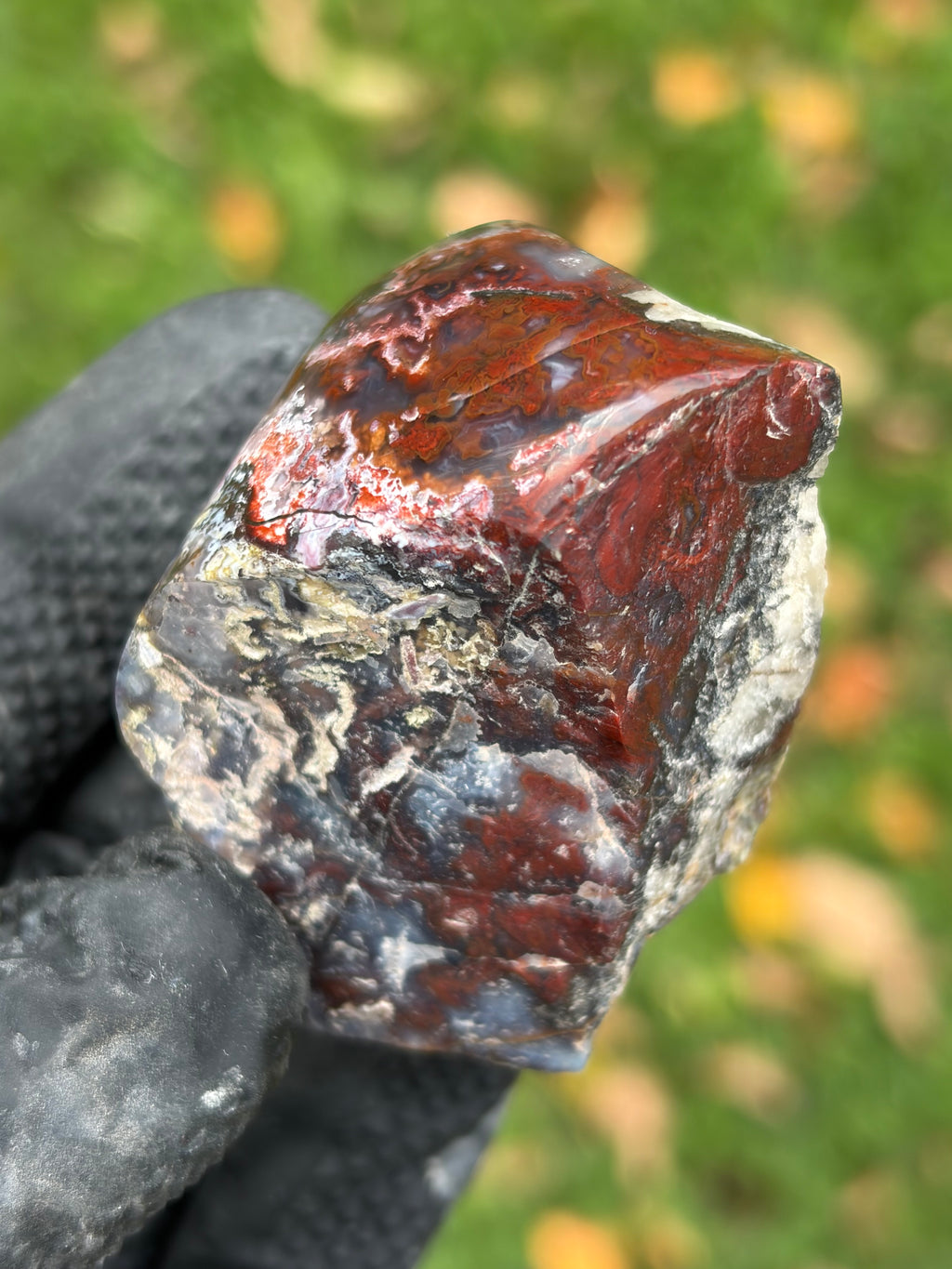 StoneBorn Creations – Red & Blue Lace Agate with Natural Quartz Vein