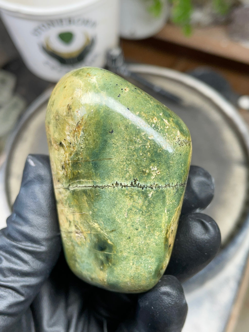 StoneBorn Creations Hand Polished Vermont Serpentine with Deep Forest Greens and Natural Gold Flecking – One of a Kind Display Stone
