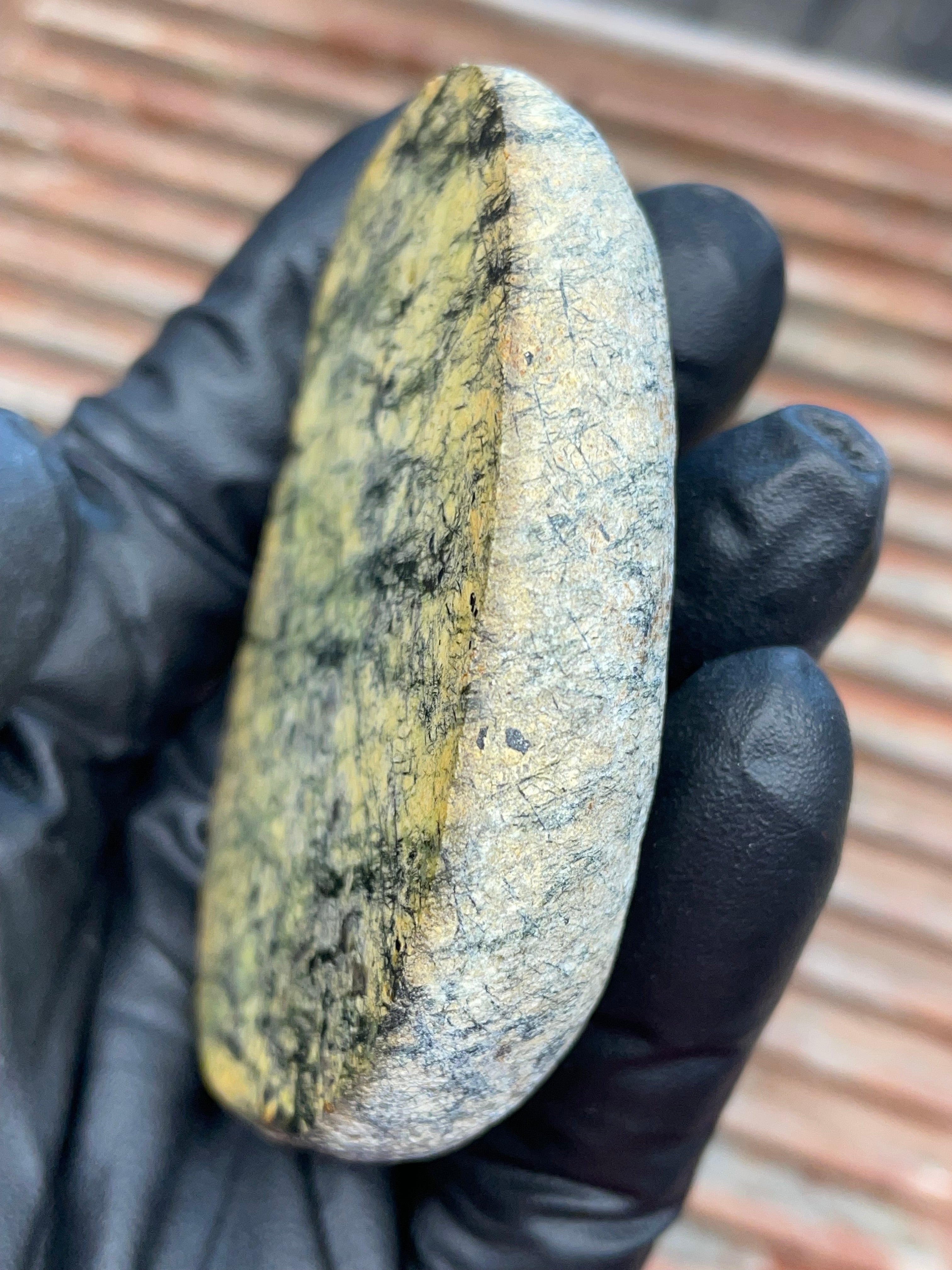 StoneBorn Creations | Polished Vermont Greenstone Slab — Pale Olive with Dark Mineral Veining