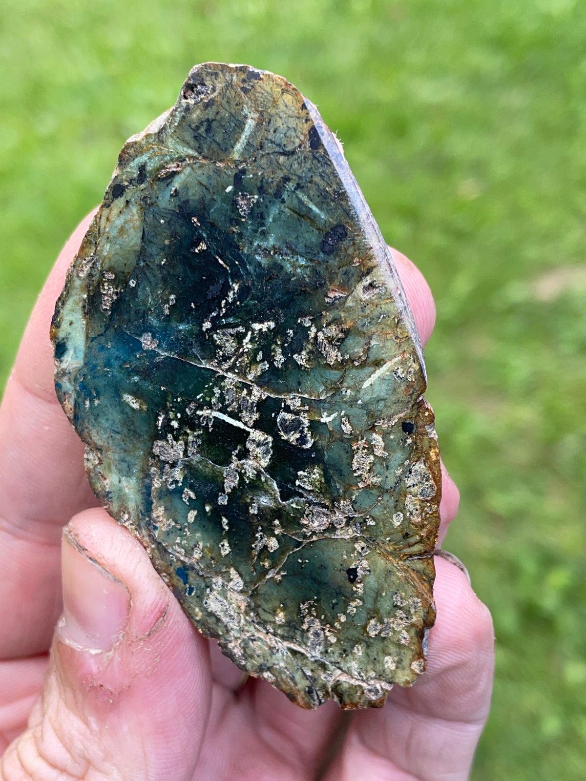 StoneBorn Creations Green Serpentine Matching Pair with Metallic Mineral Inclusions – Hand Polished