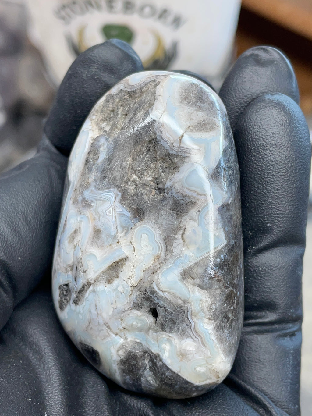 Blue-White Lace Banded Agate Freeform