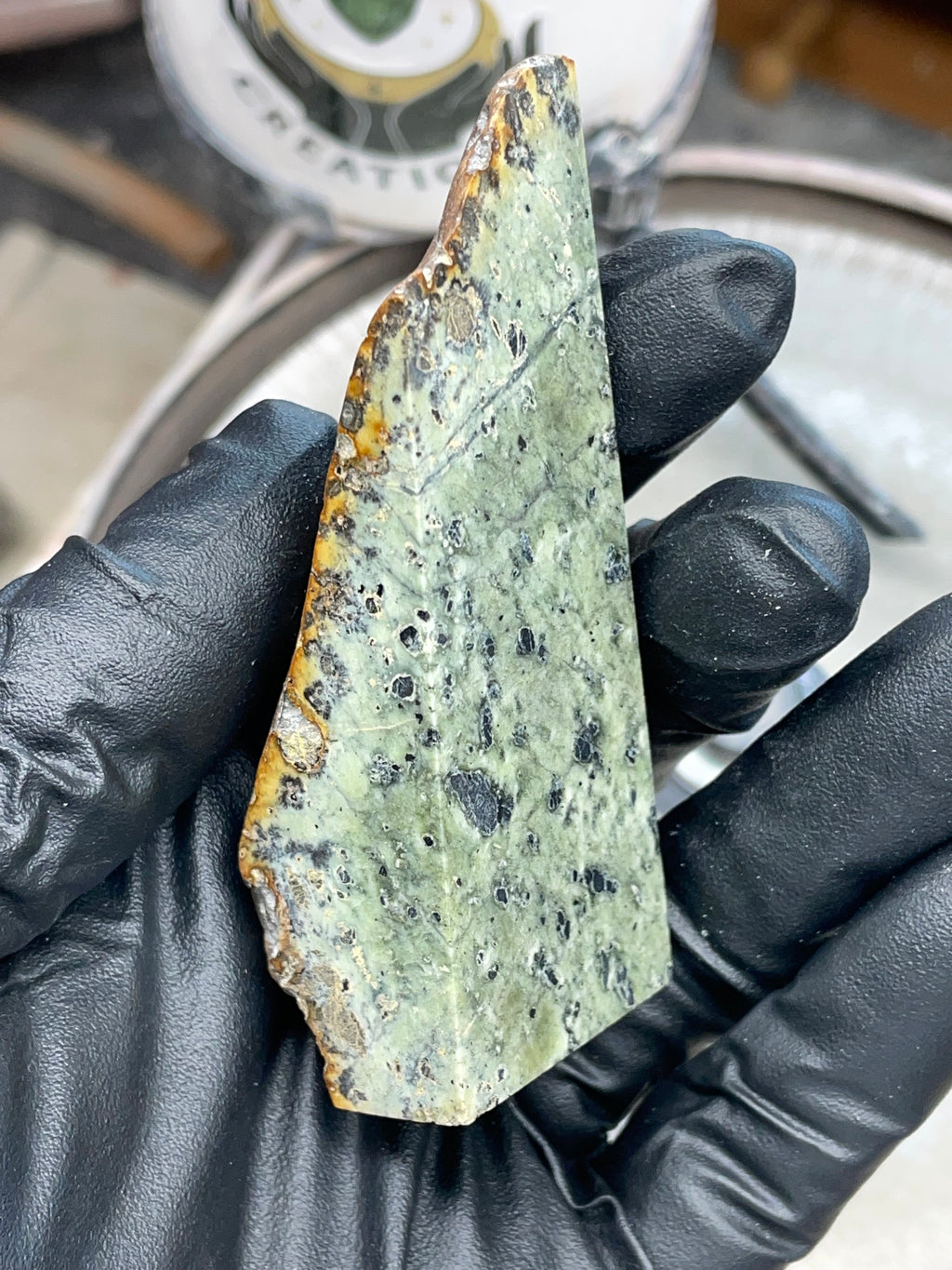 Hand-Polished Green Stone Slab | StoneBorn Creations